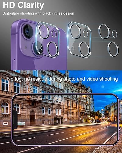 Miniatura 7 de Paquete de 3 protectores de lente de cámara compatibles con iPhone 14 Plus y iPhone 14, vidrio templado 9H, antiarañazos, Ultra HD, fundas de cámara