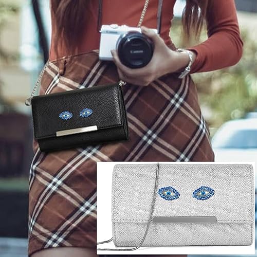 Miniatura 4 de 2 parches de diamantes de imitación azules con diamantes de imitación de ojo malvado, bonitos parches bordados para coser, apliques de bricolaje,