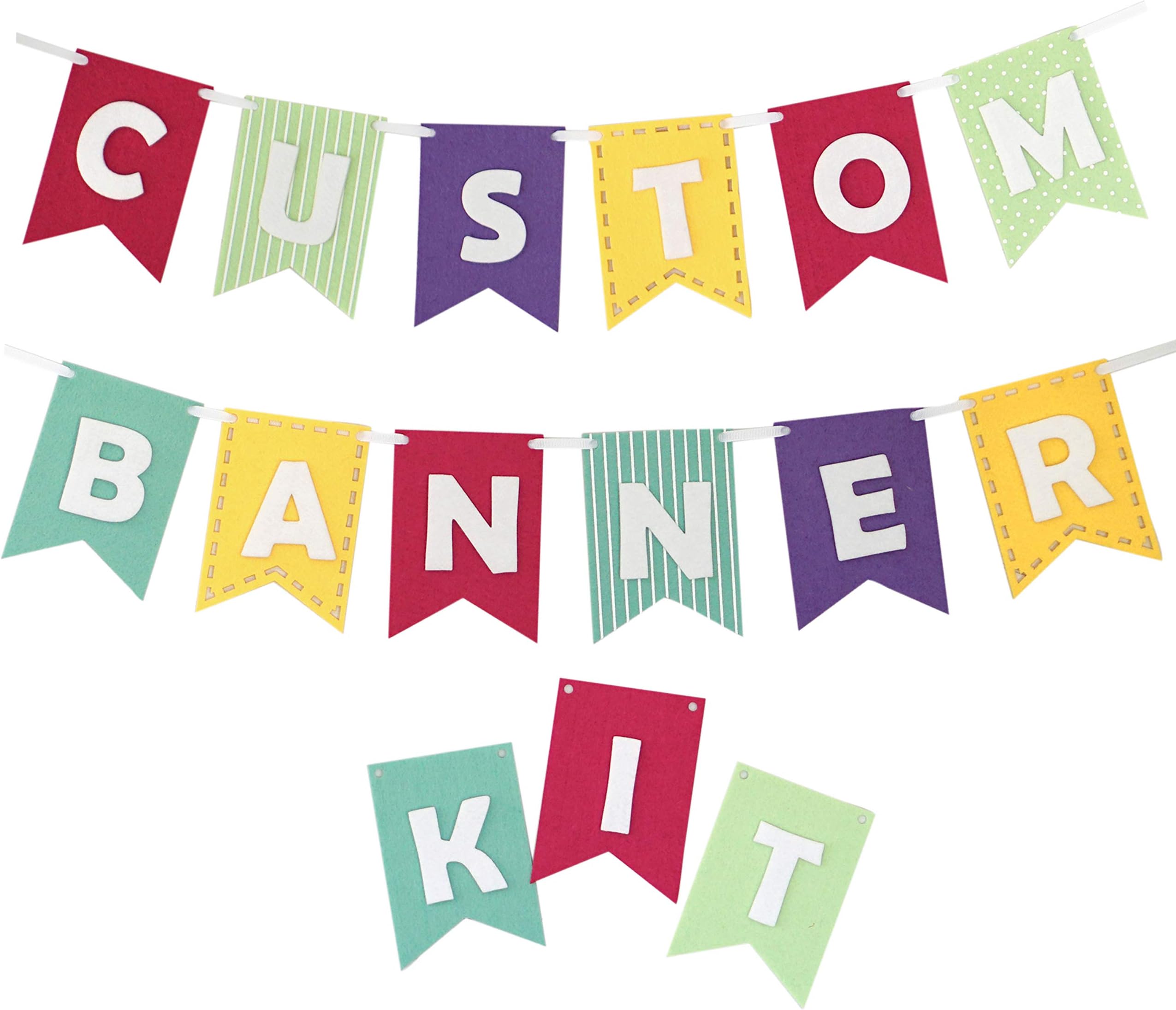 Decomod Custom Banner Kit Bunting & Letters Laser Cut Felt Customizable Length - Beautiful Brights