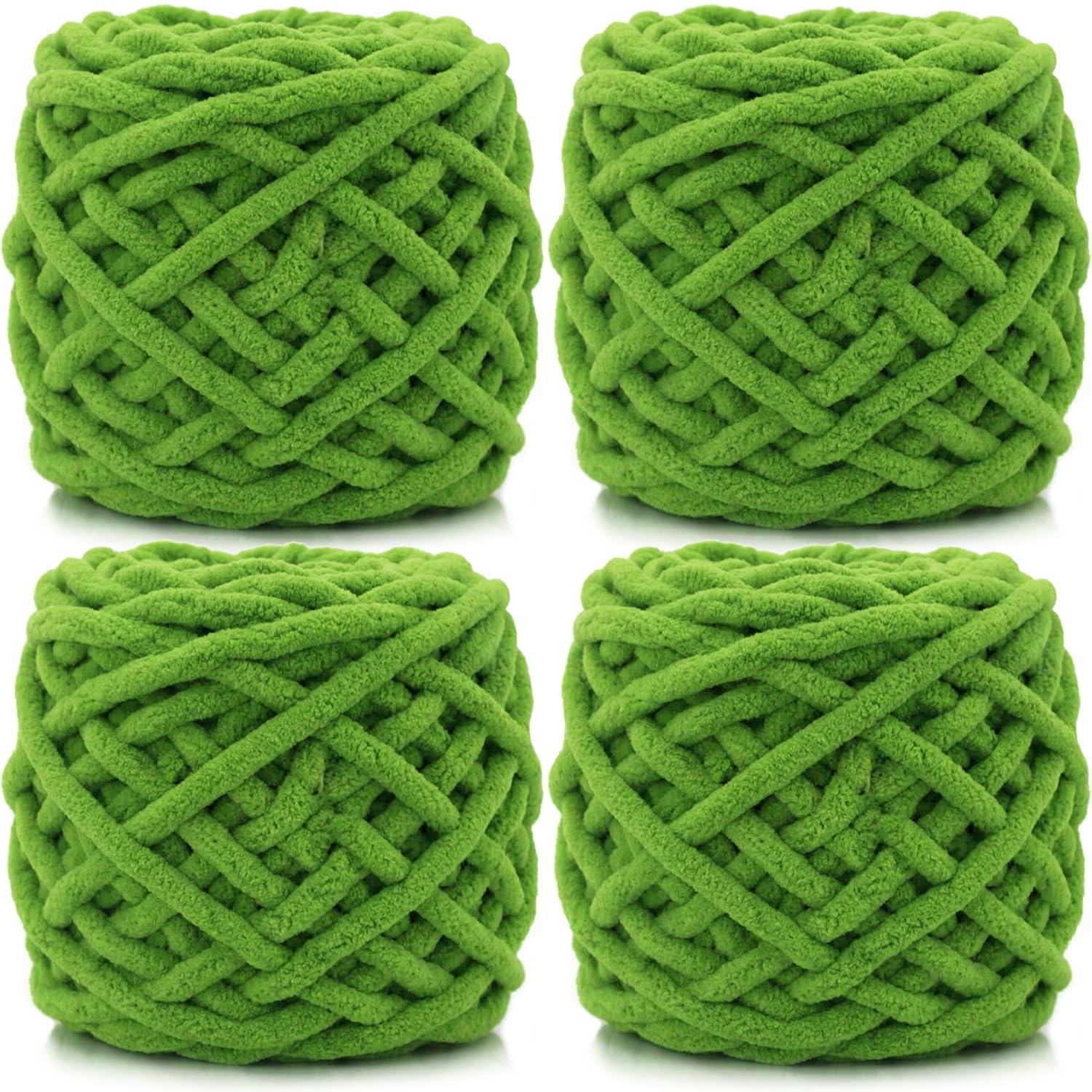 Lighterday Super Chunky Knit Chenille Yarn 4 x 100g Multi-Colored Crochet Wool for Hand Knitting Blankets,Knitting Wool for Big Blankets Sock and Scarves (Autumn Green) — image 1