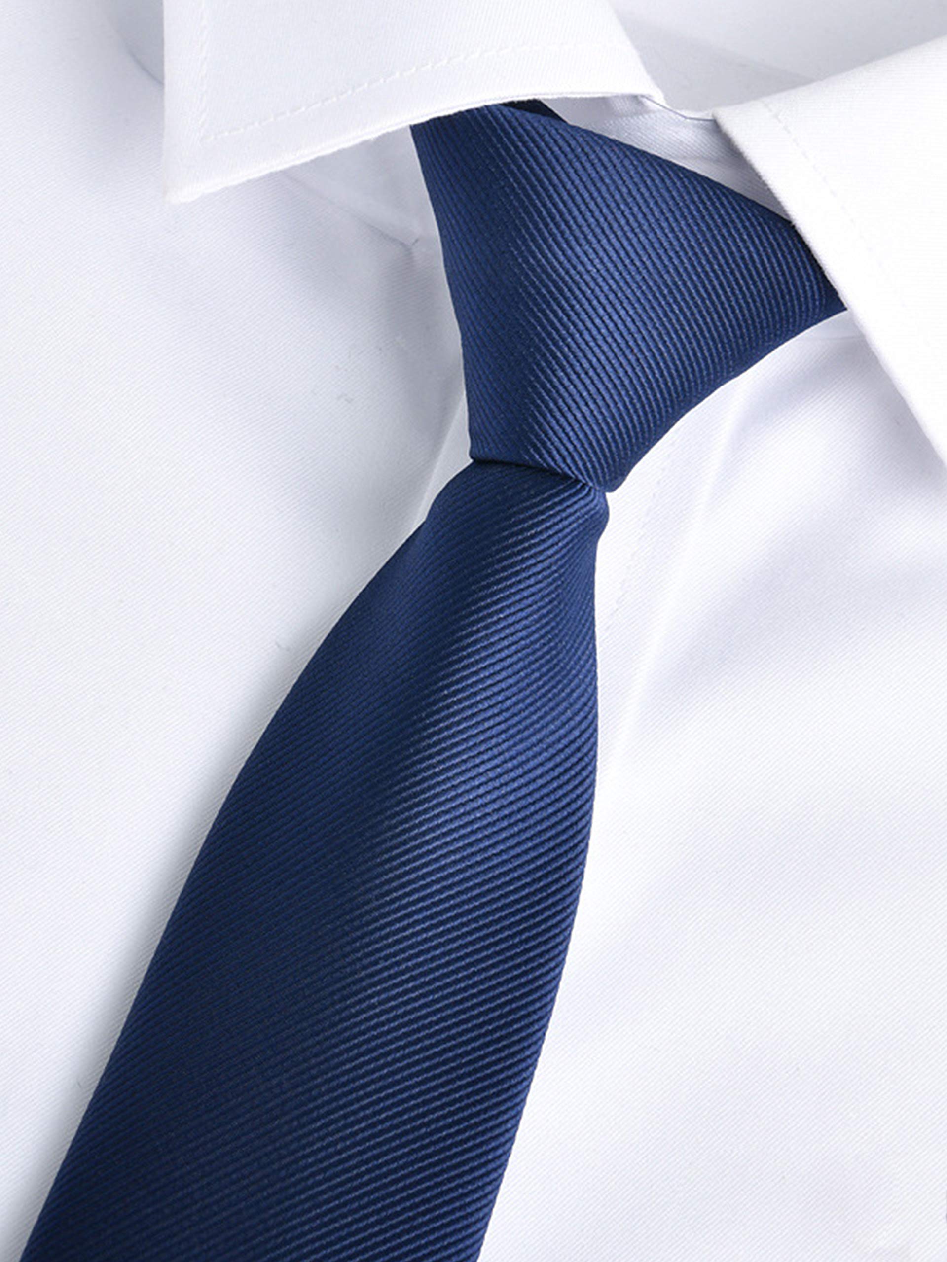 Hombre Corbata Estrecha 6cm con Cremallera Pre-atado Corbata Seguridad Casual Business Longitud 48cm - Liso