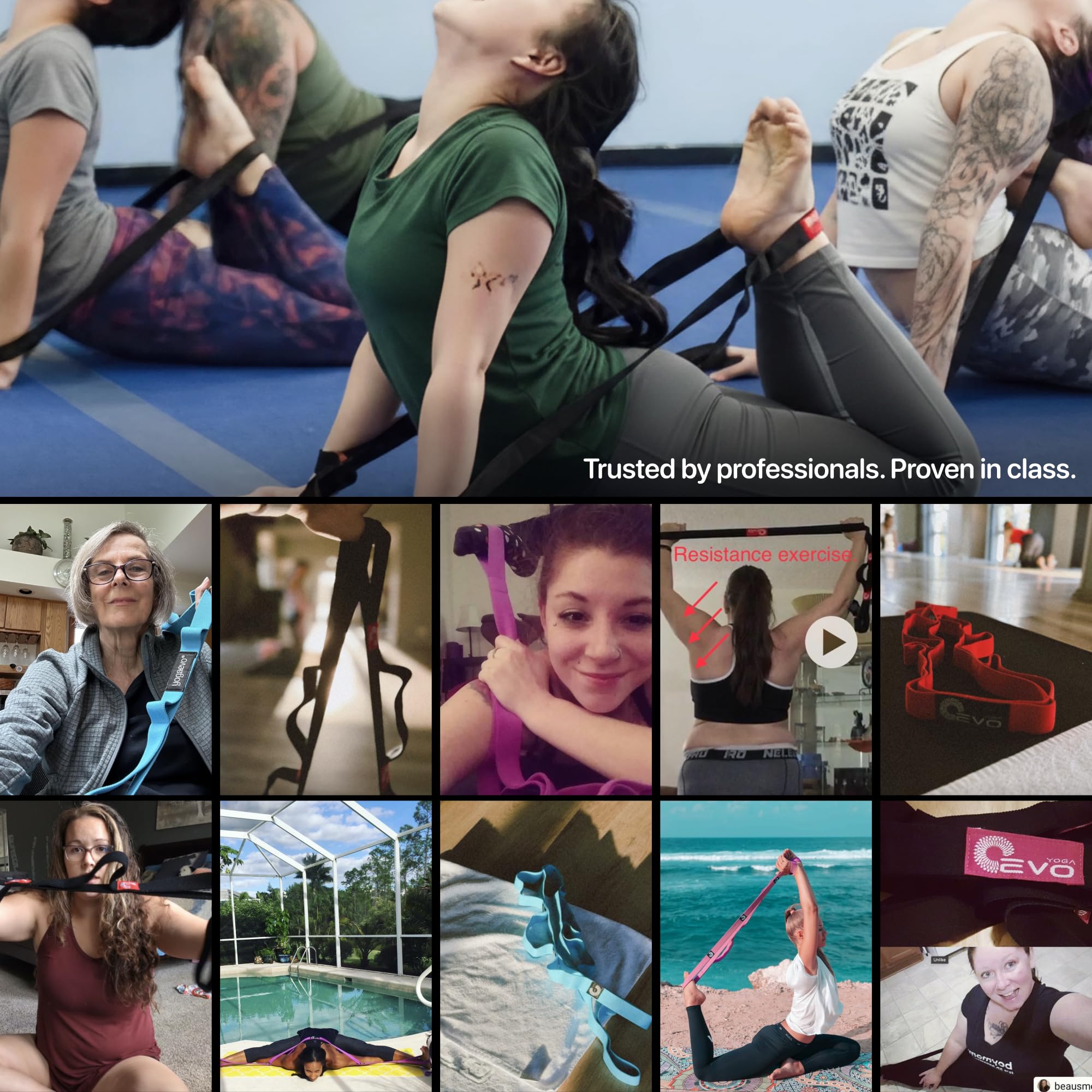Banda de ejercicio con bucles para terapia física, yoga, ejercicio y flexibilidad, banda elástica de fitness + instrucciones de ejercicio y bolsa de transporte (azul elástico)