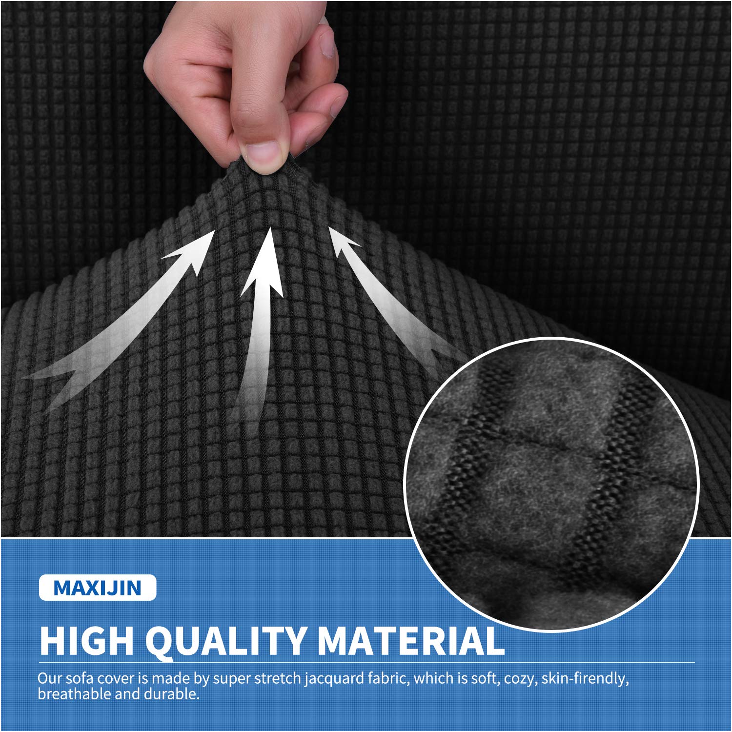 MAXIJIN Super Stretch Dining Room Chair Cover Jacquard Spandex Dining Parsons Chair Slipcover Removable Chair Protector Covers for Dining Room,Hotel,Kitchen,Ceremony (Black - Image 4