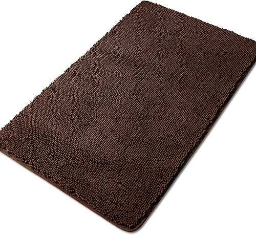 Miniatura 24 de Yeaban Alfombras de baño gris oscuro – Gruesas alfombras de baño de chenilla | Alfombras de baño absorbentes y lavables antideslizantes, alfombras
