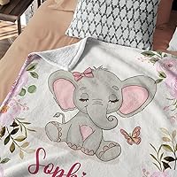 Vista 4 de MeMate Personalized Name Baby Blanket - Custom Blanket with Name for Baby - Personalized Baby Blanket for Girls - Floral Fleece Blanket for Baby