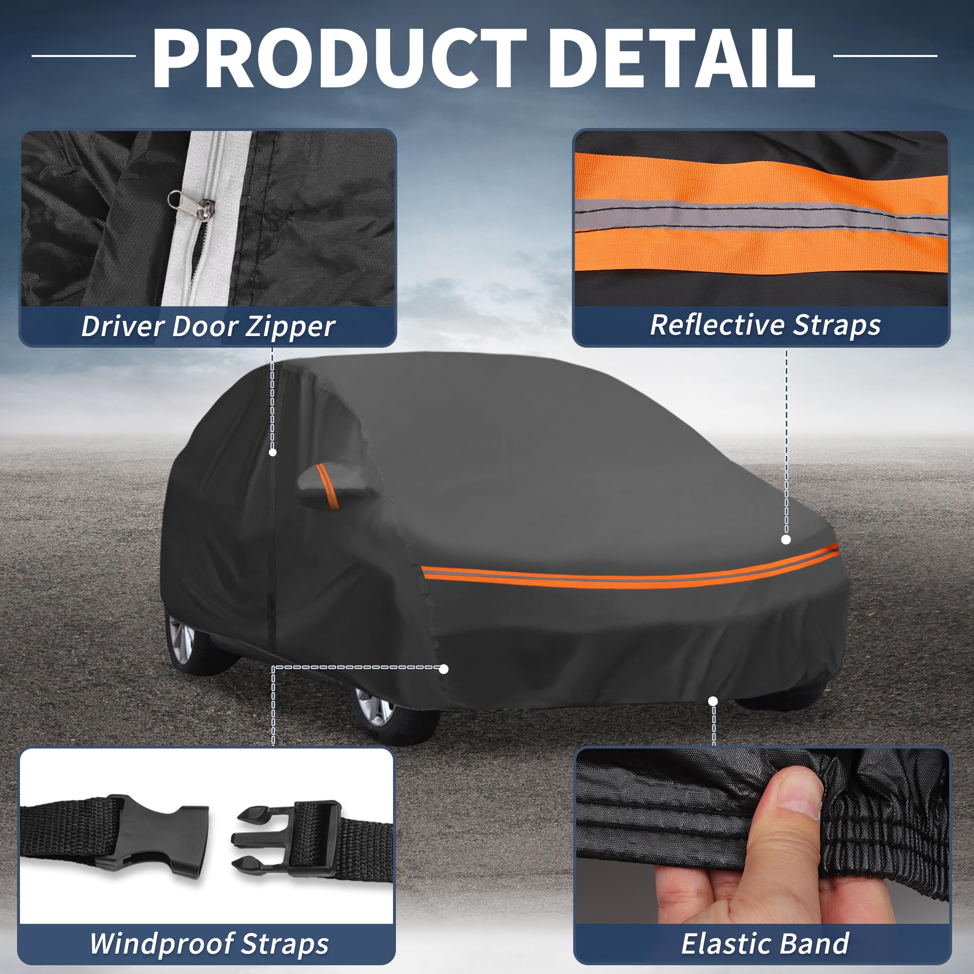 A ABSOPRO Funda De Coche para Hyundai I20 14-21 1Pc | Color Negro, Material Peva Y Algodón Spunlace, Para Todo Clima, A Prueba De Viento, Uso Exterior