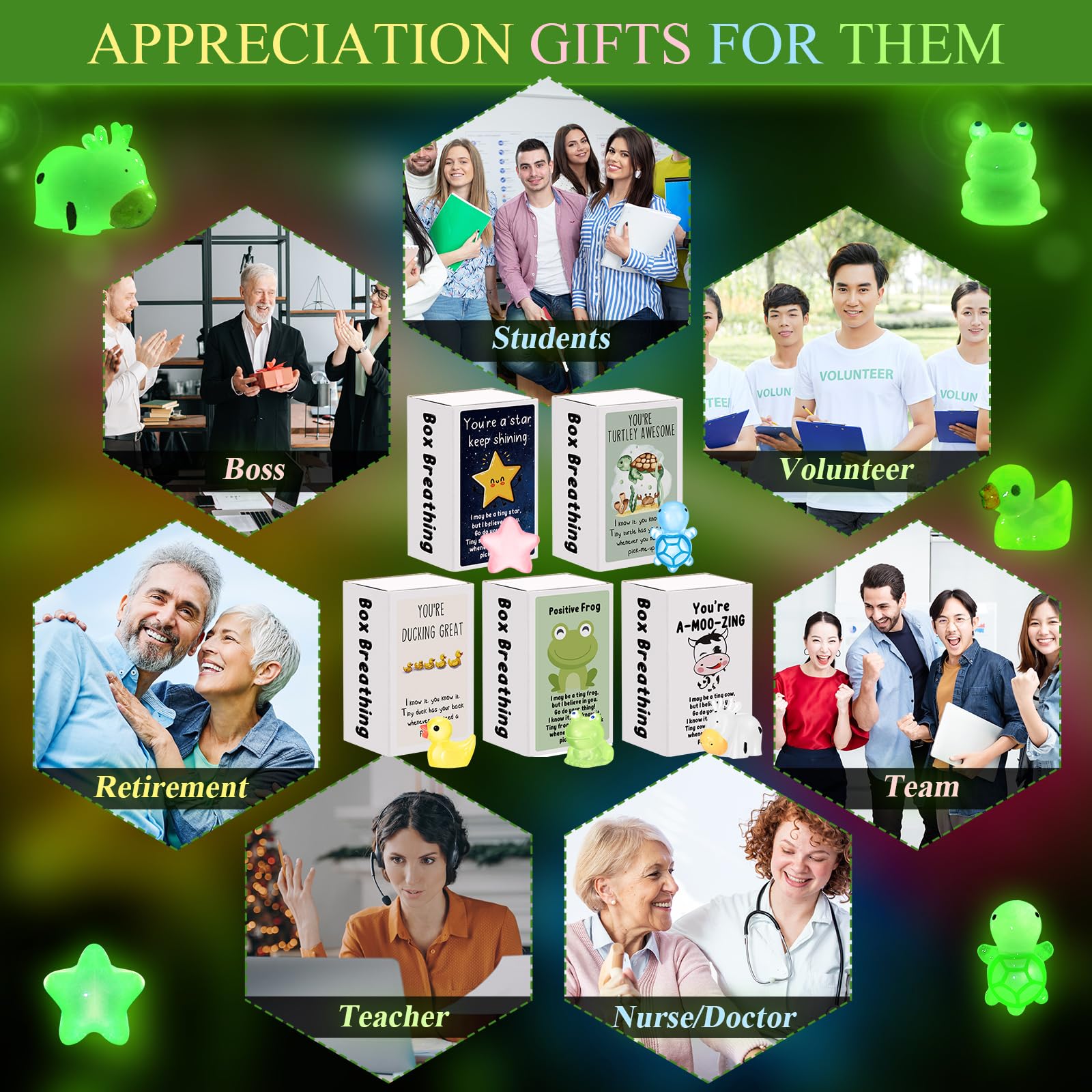 50 Sets Affirmations-Geschenkboxen – Mini-Leuchtharz-Figuren Zur Emotionalen Unterstützung, Für Kollegen & Team