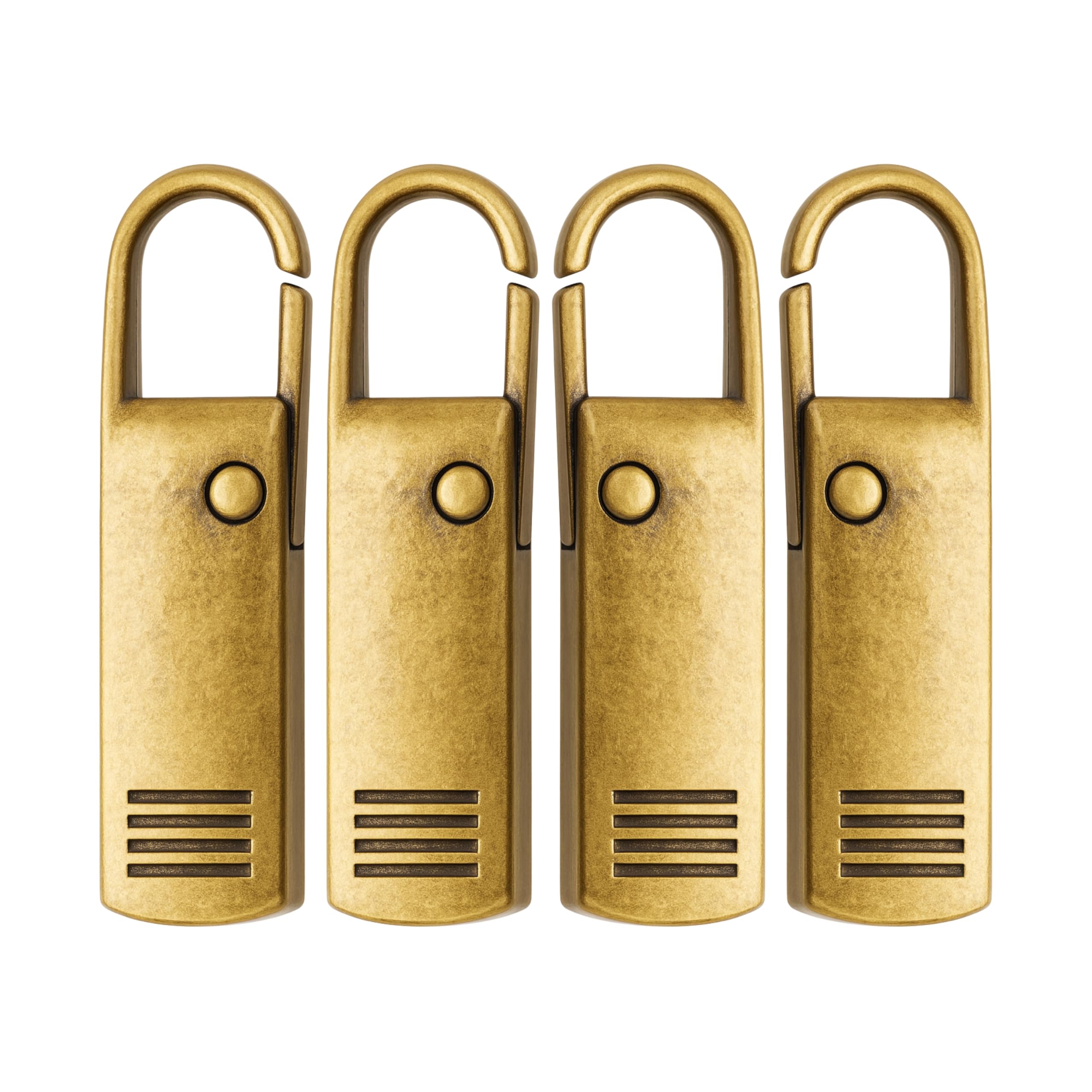 Your Day Mate Bronze, 4 Pcs Metal Zipper Tags For Repair, Pack Of 4, Brass Color Replacement Zipper Tag For Zip, Fastener Slider For Coat, Suitcase, Backpack, Jeans, Sewing Accessories, Fastener Repair Pendant, Slide Puller Tabs