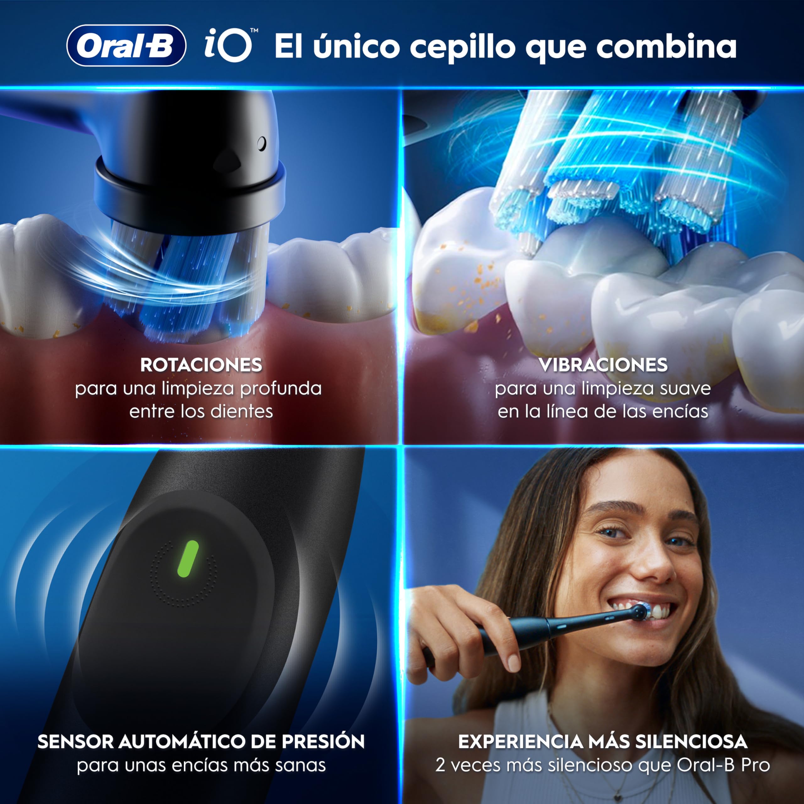 Oral-B iO 2 Cepillos de Dientes Eléctricos, Negro Y Rosa, Pack de 2, 2 Cabezales - 1 Estuche de Viaje, 1 Portarrecambios, 3 Modos de Cepillado, Sensor de Presión y Temporizador