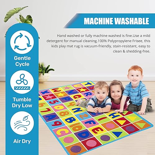 Miniatura 4 de LAMBZY Alfombra educativa para niños para sala de juegos, habitación de los niños, guardería, aula, bebés y niños pequeños, alfombra de juego