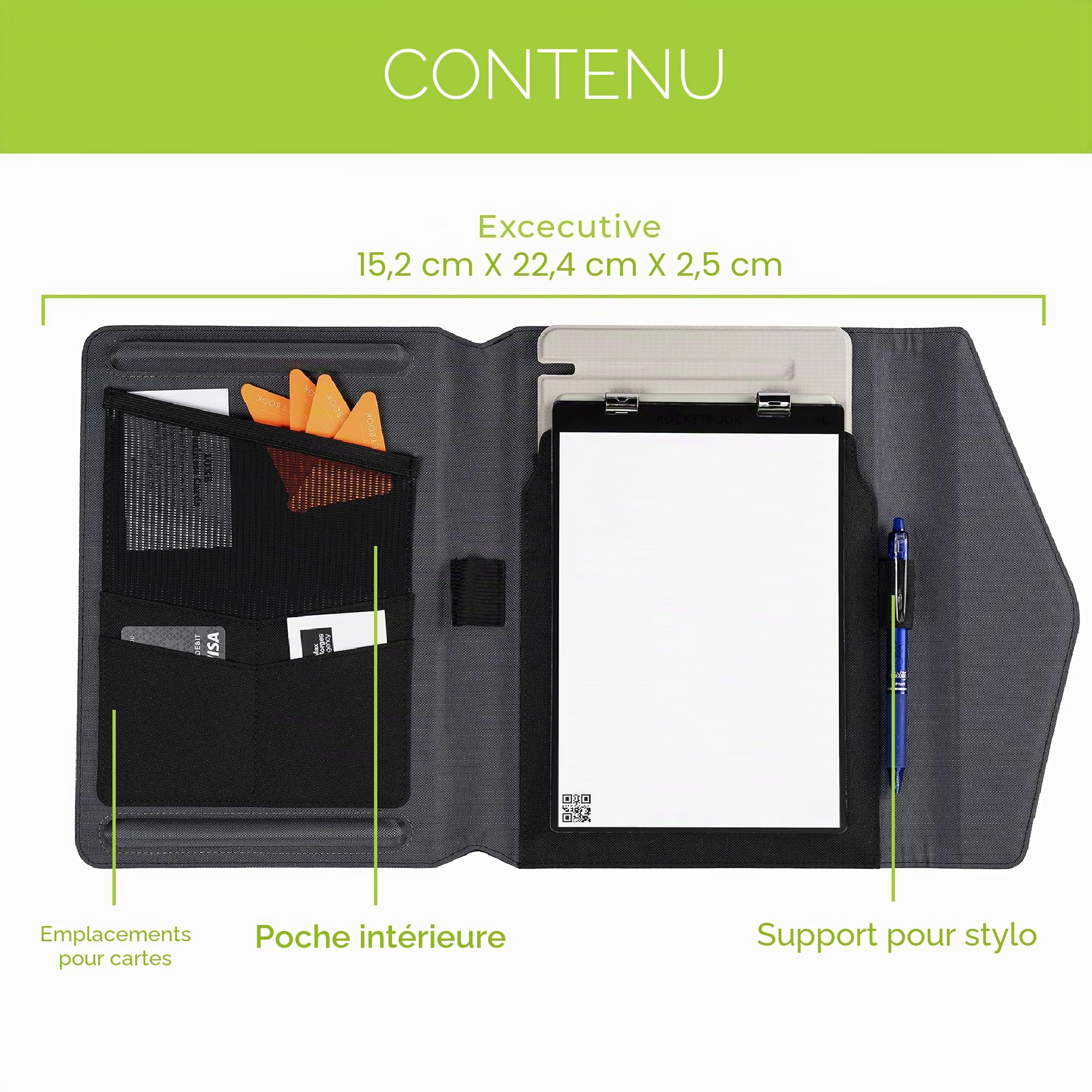 Rocketbook Orbit Executive Housse de Protection 100% Recyclable Gris