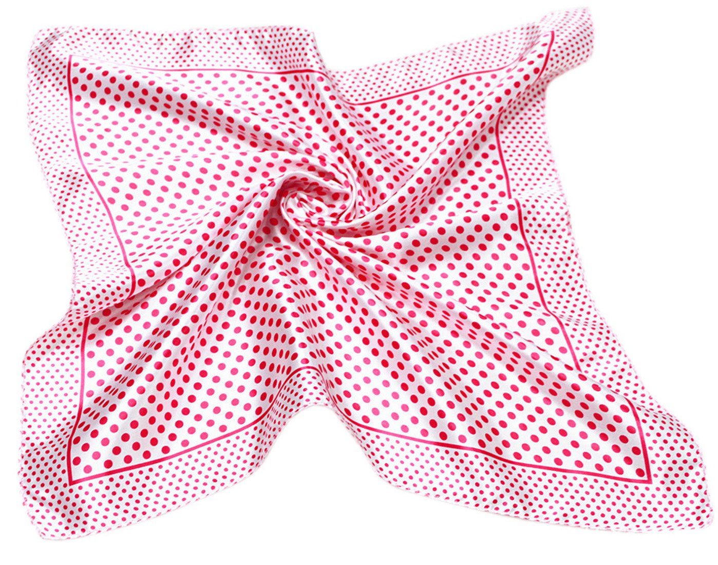 Fat-Catz-Copy-Catz Unisex Multicolor Women Ladies Silk Feel Square Scarf Pink Polka-Dot Pattern Soft Neckerchief