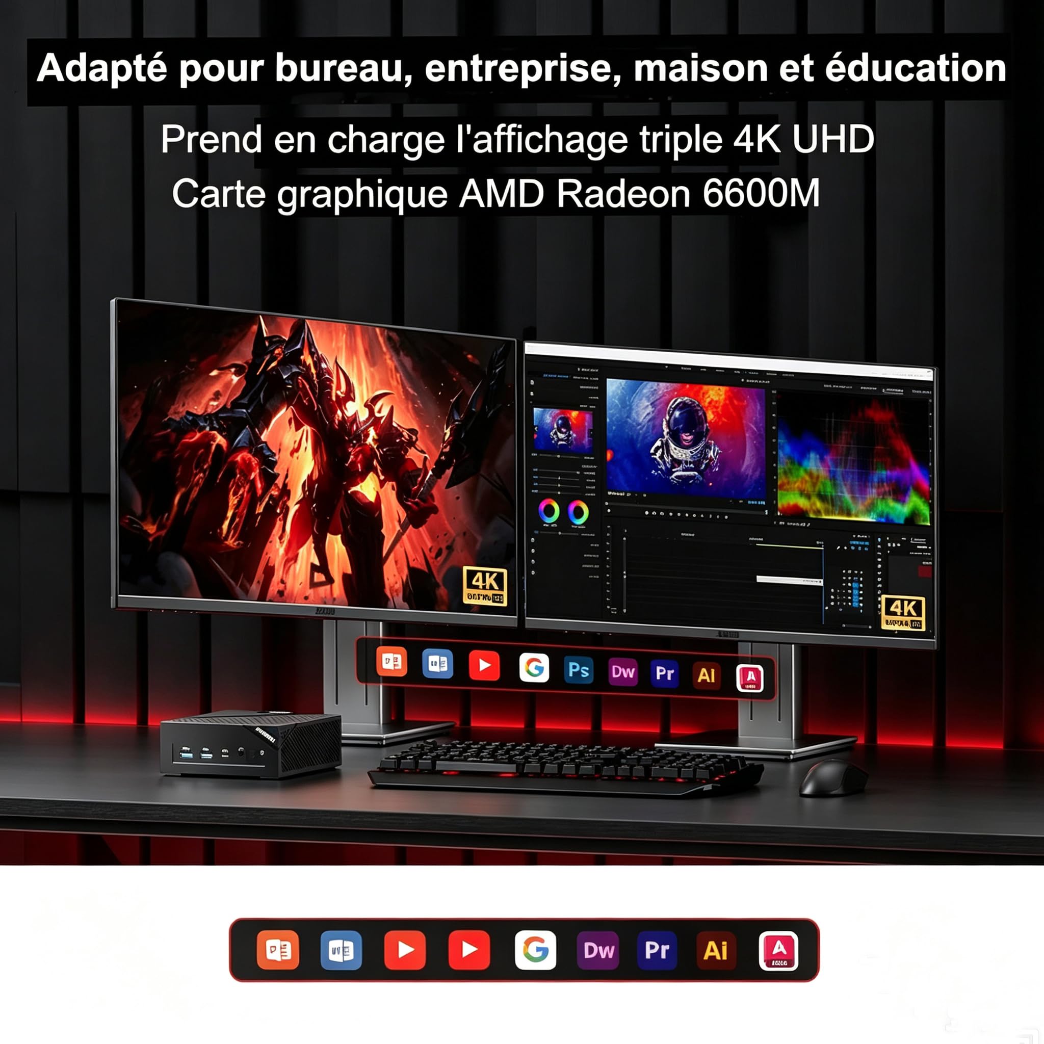 FIREBAT AM02 LP Mini PC R5 6600H 16Go DDR5 512Go SSD Dual RJ45 Win11