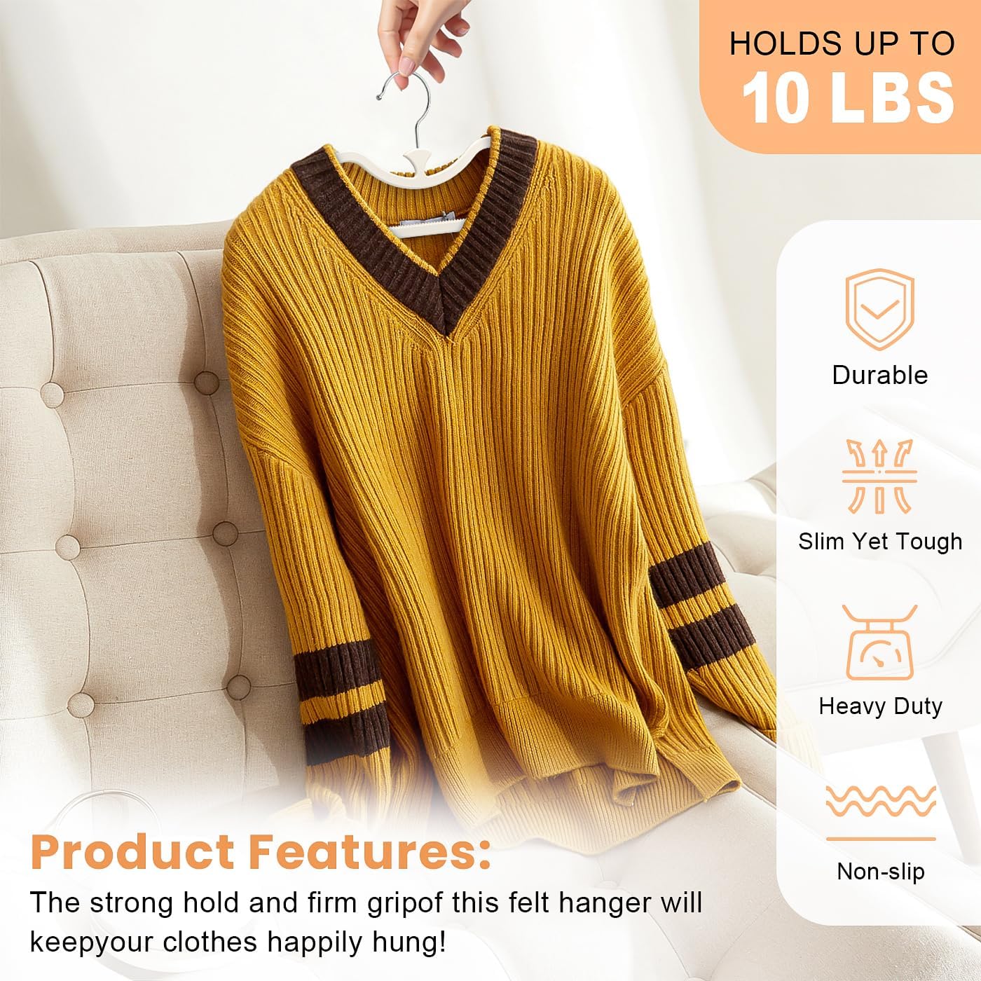 20 Pack Upgraded Short Neck Vertical Space Saver Hangers, 360 Degree Swivel Hooks, Non-Slip Hangers, Liquid Silicone, Smooth as Skin (Not Velvet) - Cream