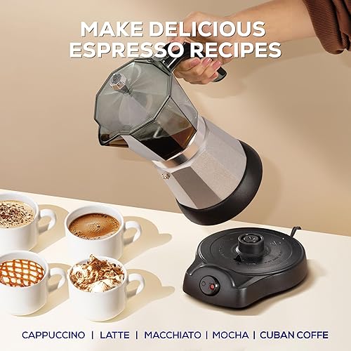 Miniatura 7 de universal Cafetera eléctrica (6 tazas), olla moka cubana (480 vatios), regalo para los amantes del café, fácil preparación, preparar recetas de
