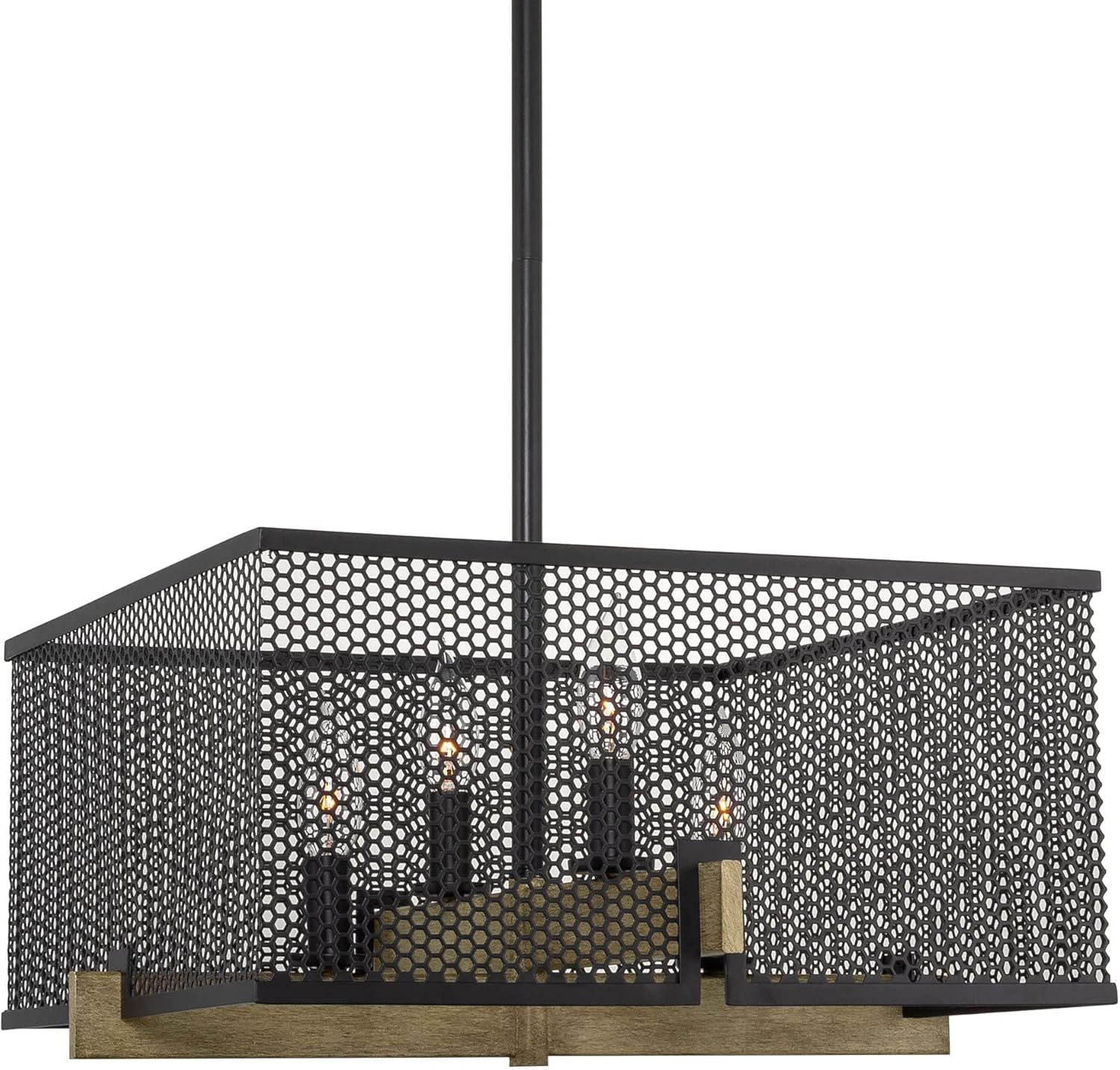 Channing 28" Black Metal Cage Square Chandelier with Dimmer Compatibility