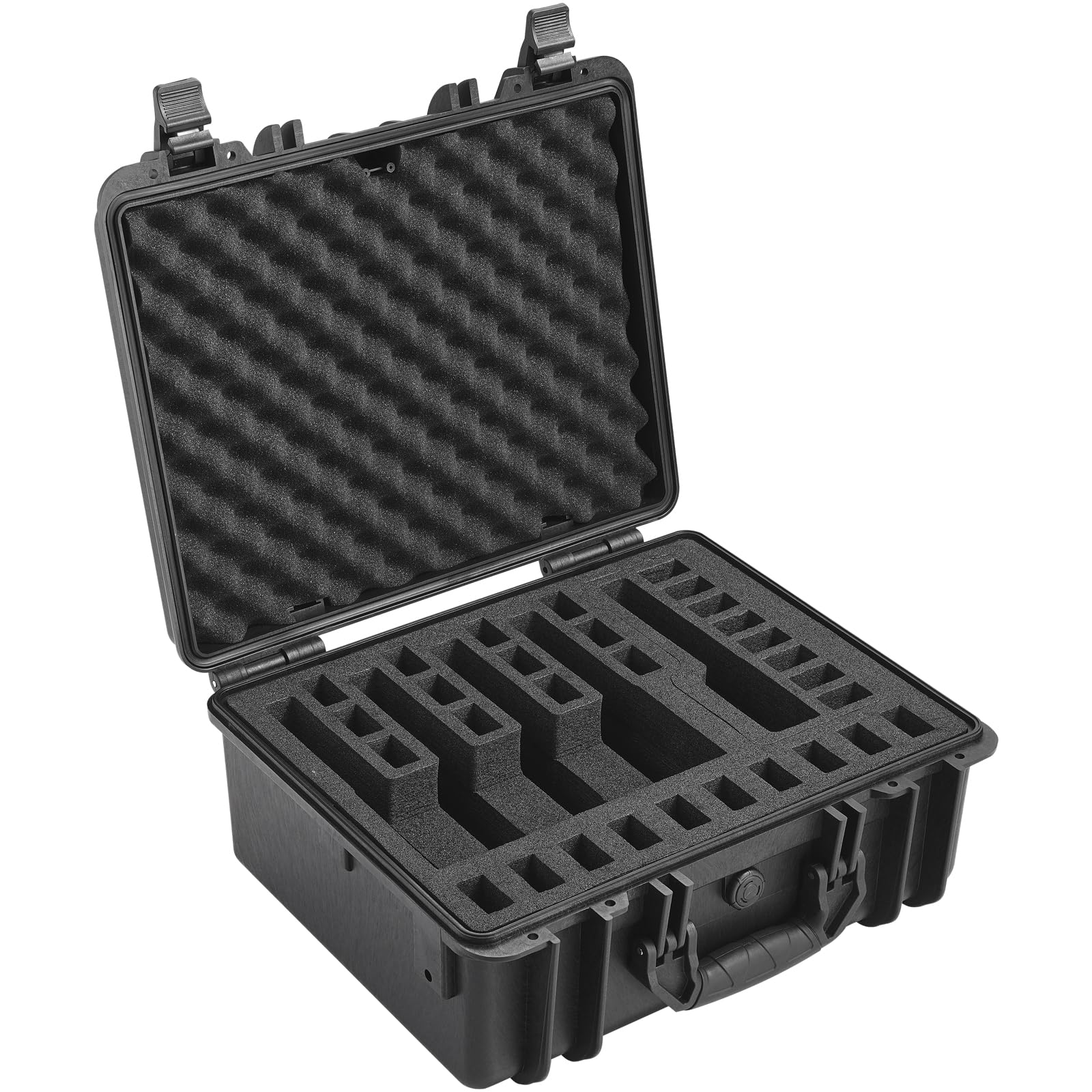 Happybuy Black Lockable Hard Pistol Case - Waterproof & Dustproof. Sized 18.9×16.3×8.5 in, with Pre - cut Lining, Ideal for Storing 5 Pistols