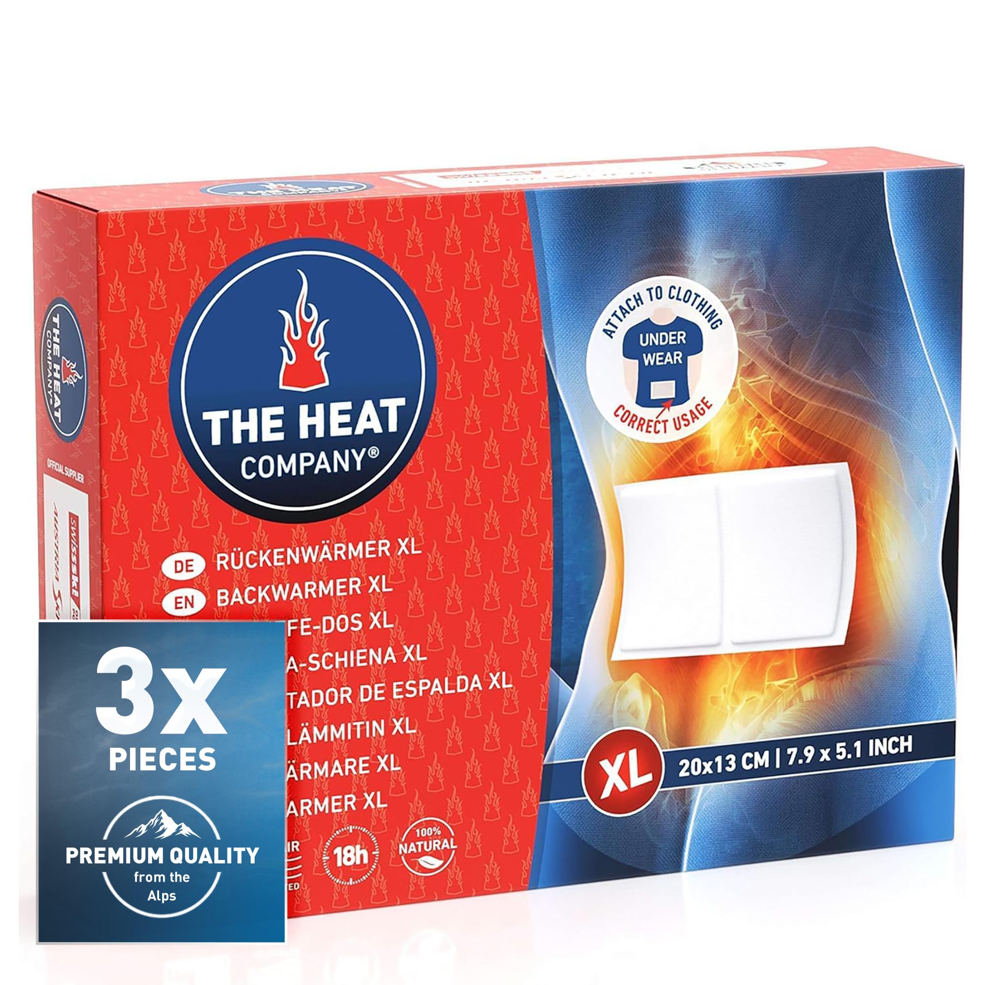 Backwarmer XL - 3 Pieces - EXTRA WARM - Adhesive - Body Warmer XL - 18 Hours Pleasant Warmth - Instant Heat - Air Activated - Purely Natural