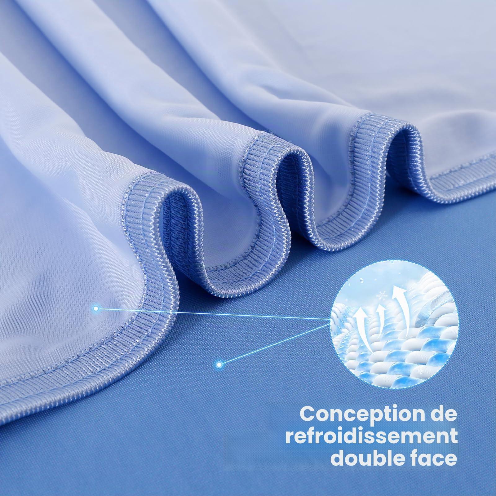 Elegear Couverture Rafraichissante, Couverture Refroidissante Arc-Chill 3.0 Japonaise Q-Max 0.5 Absorbant Chaleur Corporelle Plaid Ete Légère pour Lit, Canapé, Bleu Dégradé 130x170cm