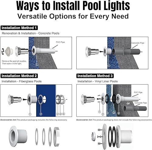 Miniatura 4 de Luces de Piscina para Piscina Enterrada, Luz LED de Color de 1.5 Pulgadas para Piscina Enterrada y Spa, Luces de Piscina Sin Nicho IP68