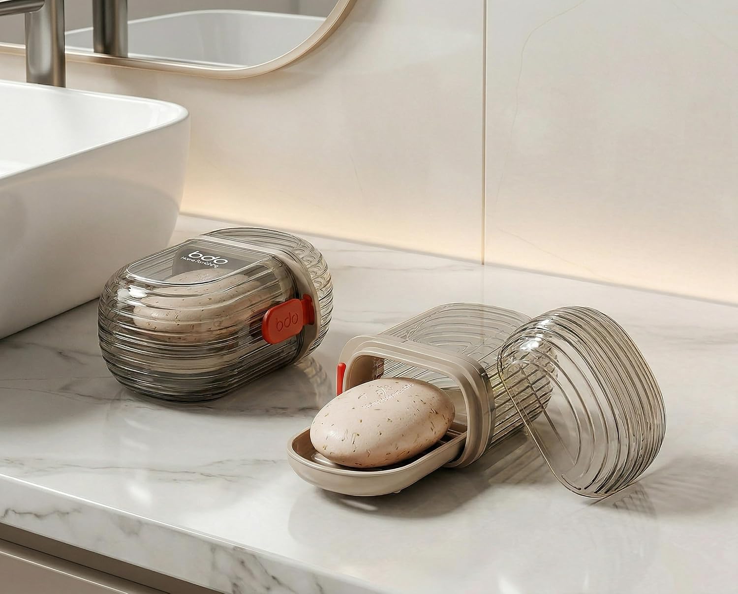Home Furnishing Travel Soap Dish with Double Layer, Airtight Portable, Stylish Storage Box