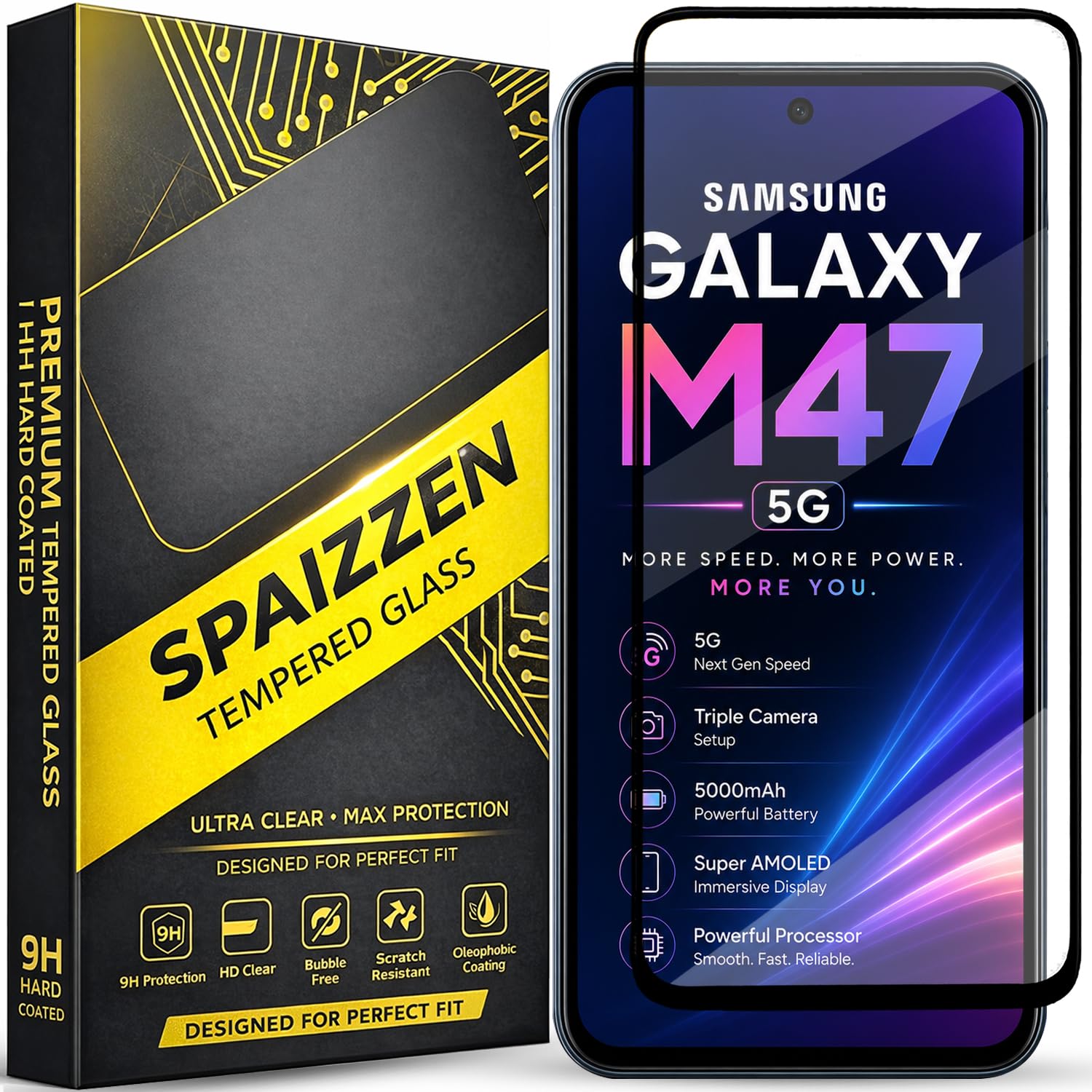 Military-Grade Tempered Glass Screen Protector Compatible for Samsung Galaxy M47 5G / Samsung Galaxy M47 with Edge to Edge Coverage and Easy Self Installation kit-image-25