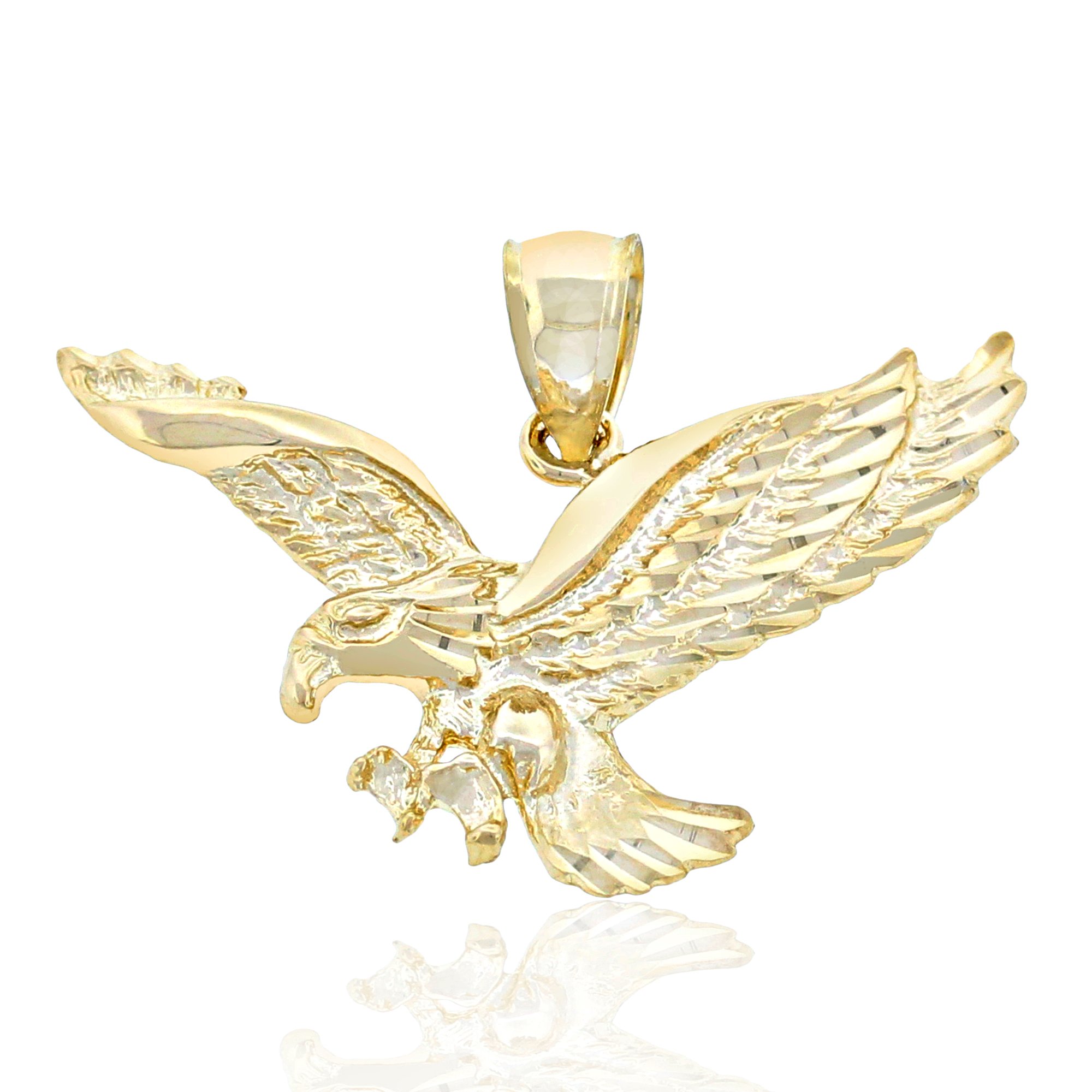 Gold Attacking Bald Eagle Charm - 10 Karat Solid Gold
