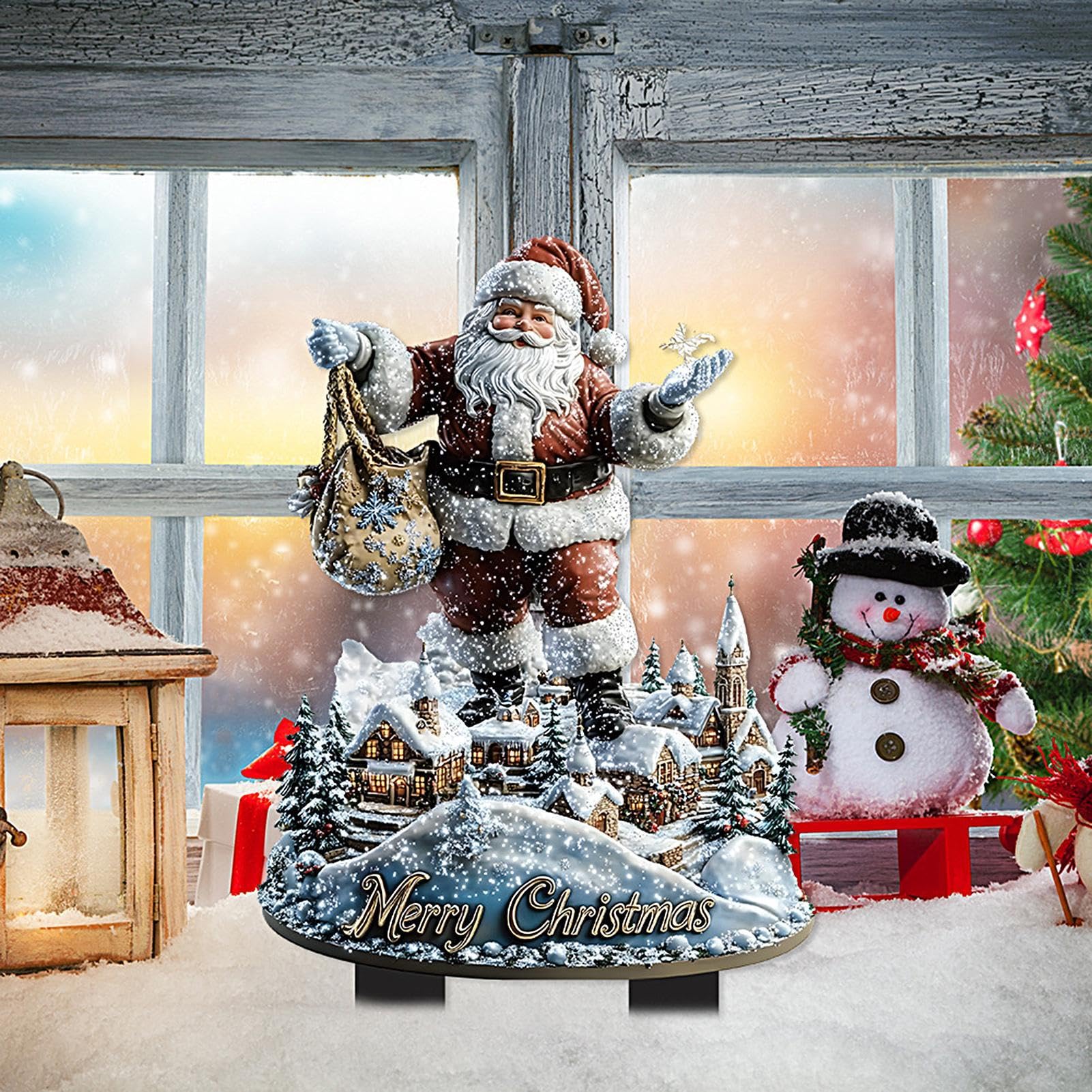 Decorazioni natalizie per esterni – Set pupazzo di neve con