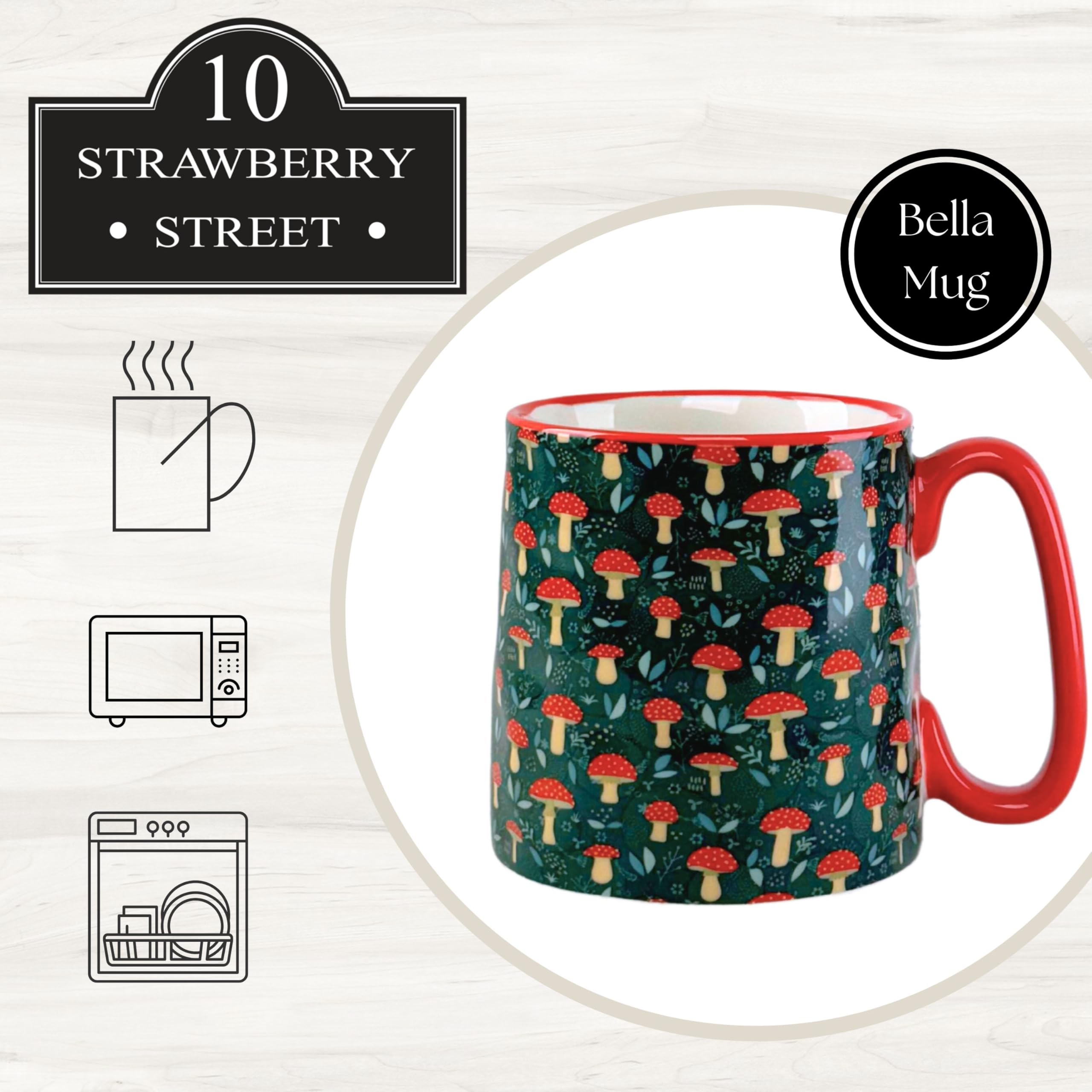 Amazon.com | 10 Strawberry Street Bella Toadstool Mushrooms Mug