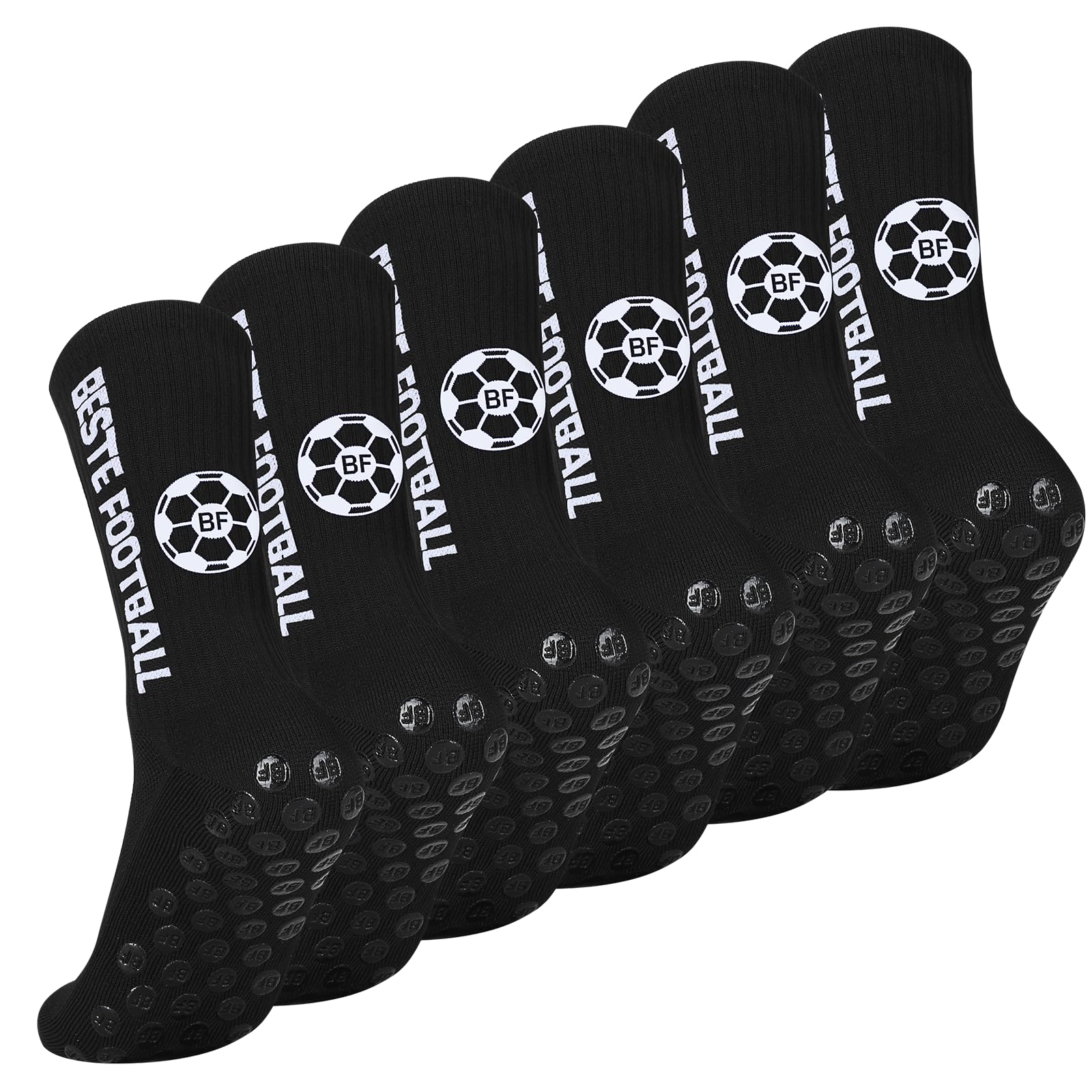 3 Paar Fußballsocken 43-46 39-42 35-38, für Herren Damen junge und Kinder | Football Socks, Grip Socken Fussball, Atmungsaktiv Rutschfeste Sportsocken für Soccer Basketball, Geschenk