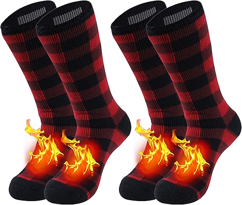 Calcetines térmicos cálidos, para hombre y mujer, para invierno, extra gruesos, aislados, mullidos, calentados, pesados, calcetines para botas para