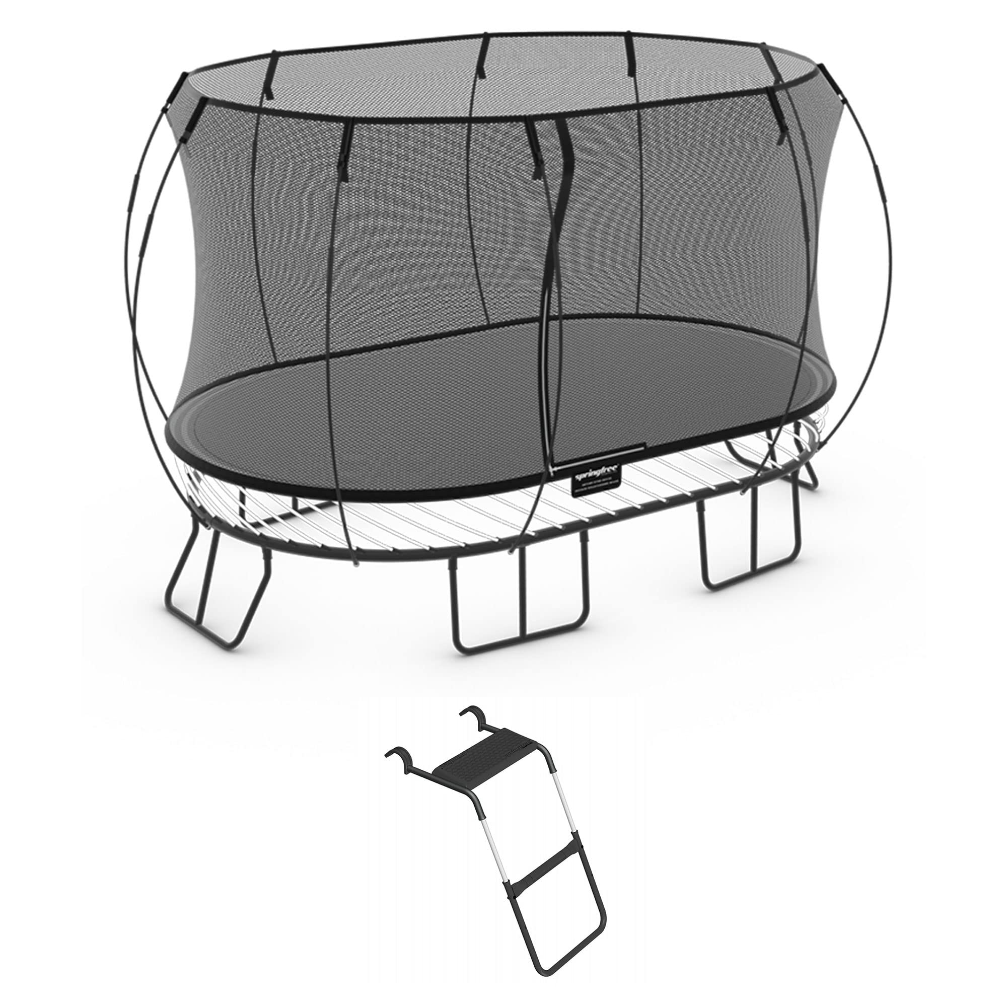 SpringfreeTrampoline 8 ft x 13 ft Large Oval + FlexrStep V2 Bundle – Springless Fun with Adjustable and Lock Restrict Ladder Attachment Accessories
