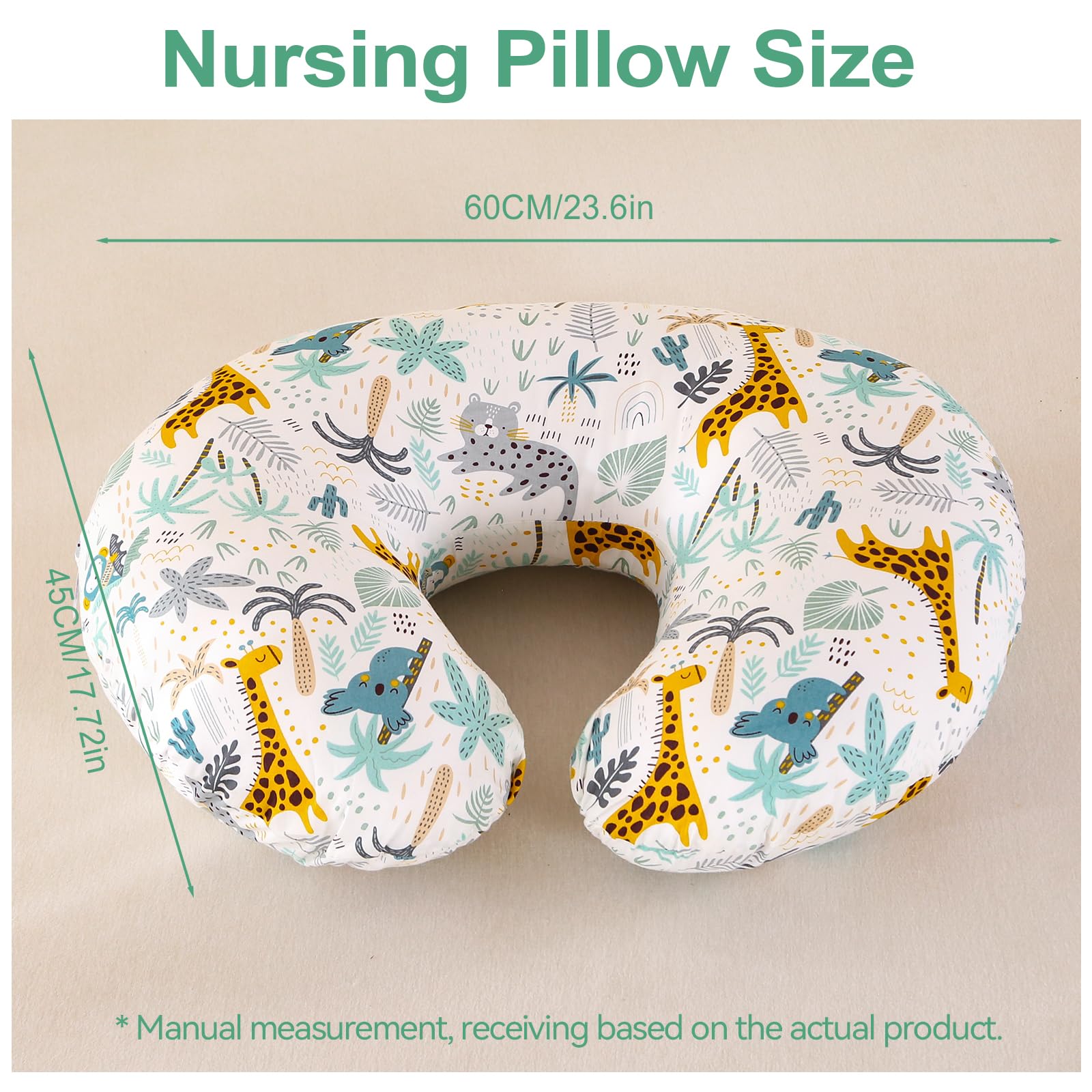 Labtec Small Nursing Pillow for Breastfeeding Baby Multifunctional Breast Feeding Pillow 100% Cotton Removable Pillowcase, Zoo Pattern - Image 3