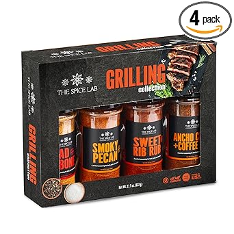 The Spice Lab BBQ Barbecue Spices and Seasonings Set - Ultimate Grilling Accessories Set - Gift Kit for Barbecues, Grilling, and Smoking - Great Gift for Men or Gift for Dad Made in the USA