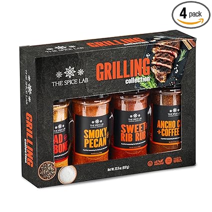 The Spice Lab BBQ Barbecue Spices and Seasonings Set - Ultimate Grilling Accessories Set - Gift Kit for Barbecues, Grilling, and Smoking - Great Gift for Men or Gift for Dad Made in the USA