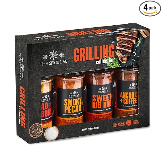 The Spice Lab BBQ Barbecue Spices and Seasonings Set - Ultimate Grilling Accessories Set - Gift Kit for Barbecues, Grilling, and Smoking - Great Gift for Men or Gift for Dad Made in the USA