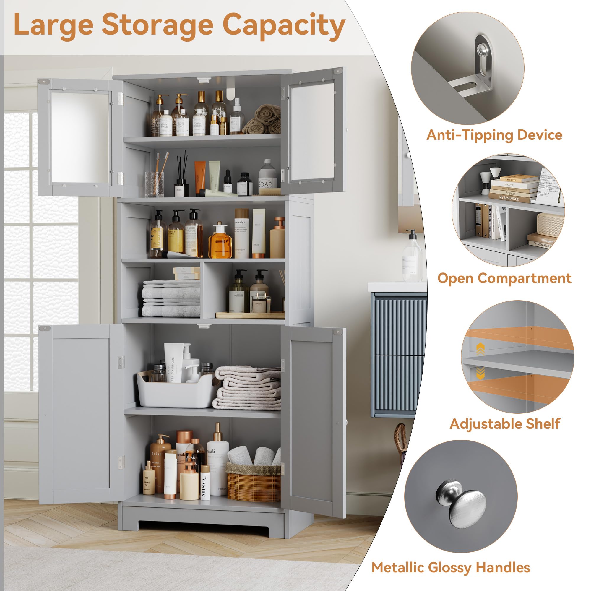 Hoge Kast Badkamer Bruin/Wit 170x34x26cm