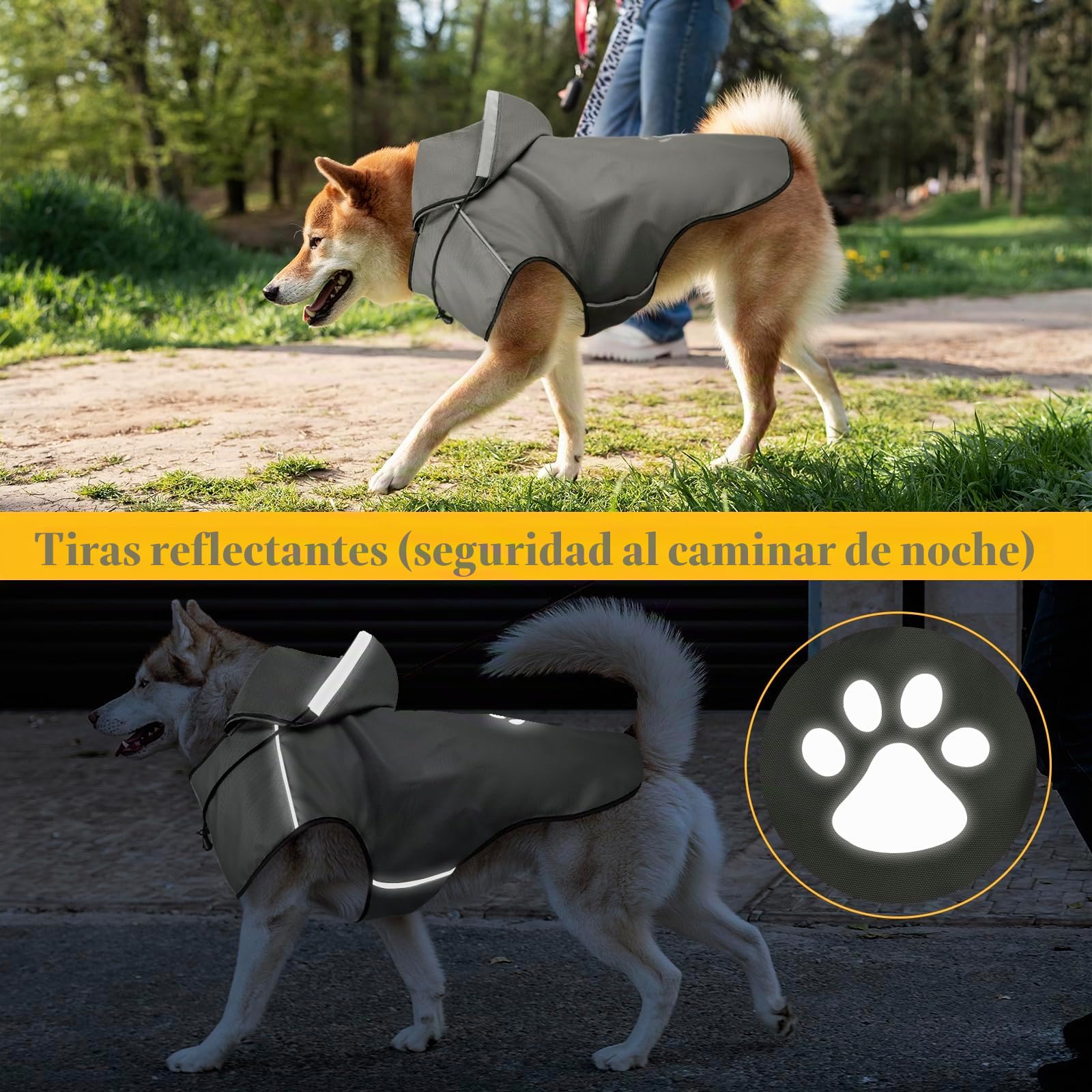 HundeRegenjacke DQGHQME Haustier Hund Regenmantel mit Kapuze verstellbare Hunderegenmantel, Hundemantel Wasserdicht reflektierend Regencape Hund, Regenjacke für Klein Mittelgroße Große Hunde XL