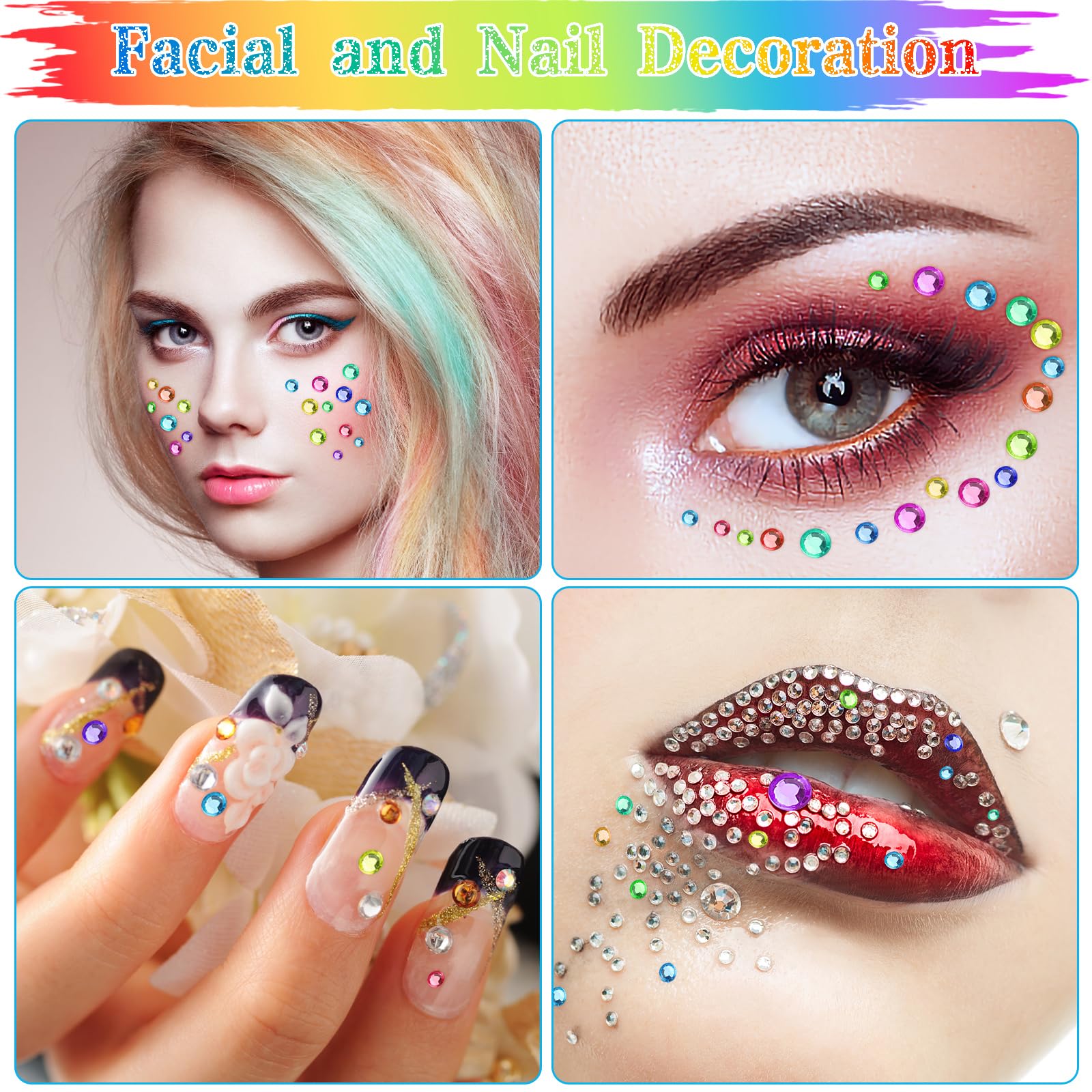 Lot De 1900 Pierres Strass Autocollantes - 3/4/5/6 Mm