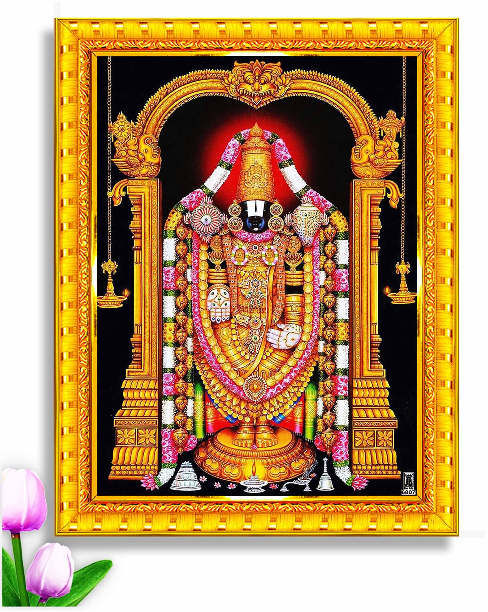 Pavan Photo Laminations Tirupati Balaji Padmavati Srinivasa Kalyanam Wandbild, Gerahmt In Holz, 25,4x30,5 Cm, Braun Matt – Für Wohnkultur & Spirituelle Deko