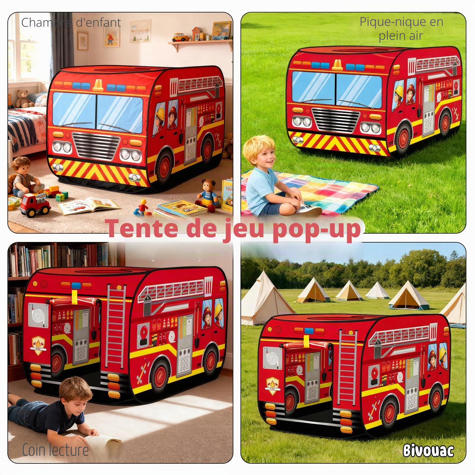 Maison de jeu pop-up pour enfants, tente de jeu, pop-up, avec sac de transport, jouet pour l'intérieur et l'extérieur, garçons et filles à partir de 3, 4, 5, 6 ans