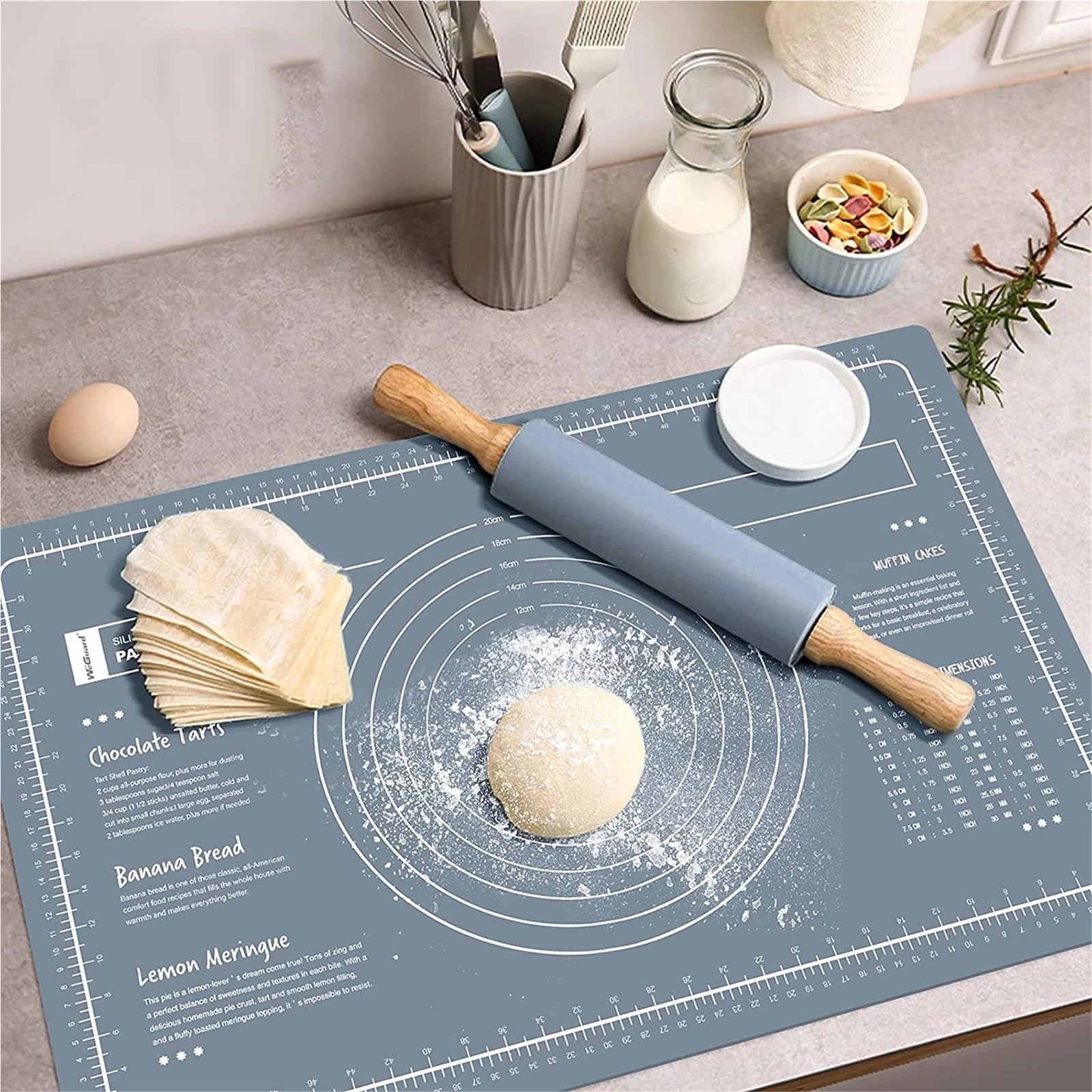 Esterilla de silicona for hornear, amasar masa, pizza, pasteles, repostería, utensilios cocina, parrilla, for, manteles individuales, láminas almohadilla Para Amasar(Blue)