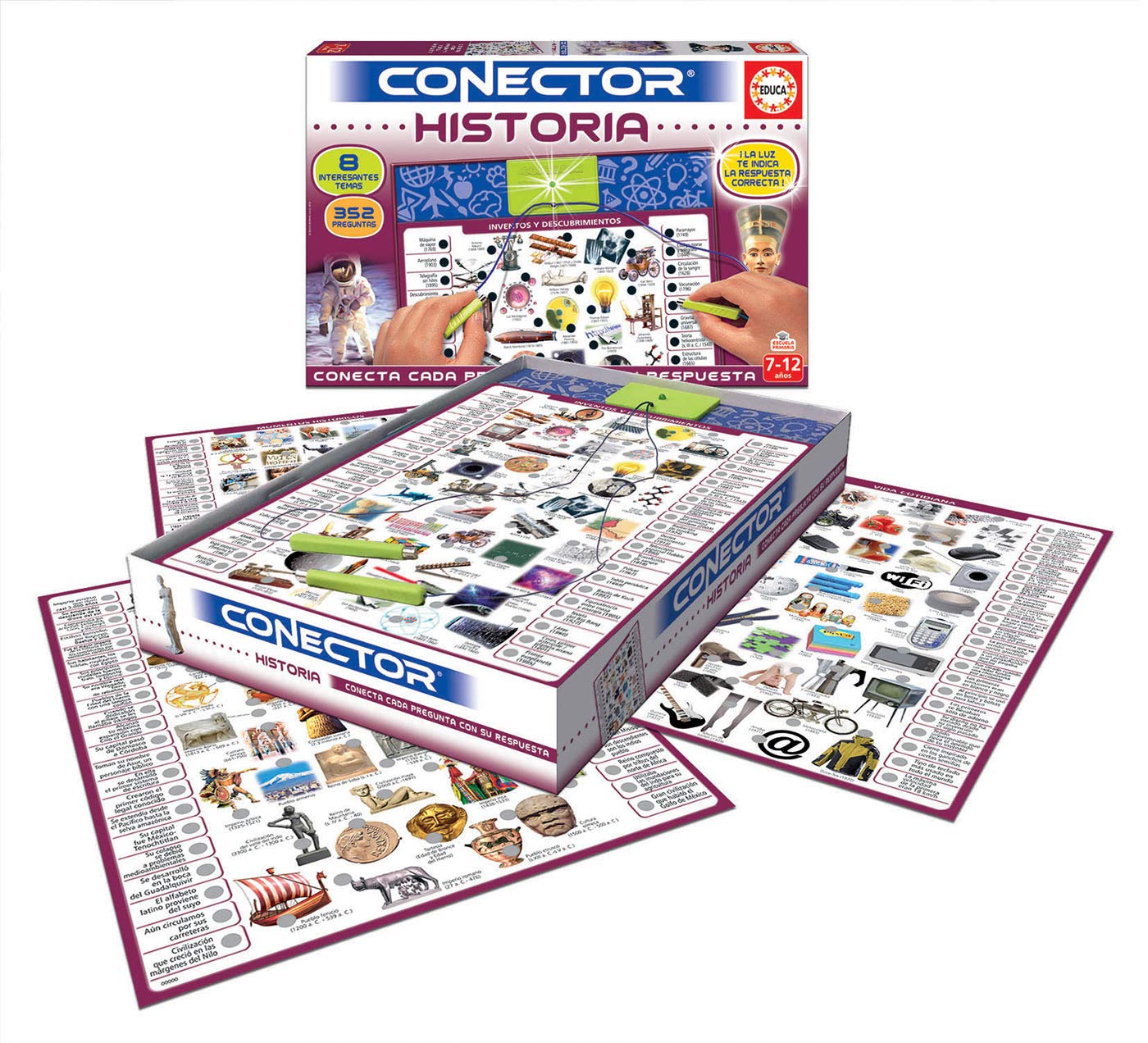 Educa Conector Lógica – Juego Educativo Con Luz Y Sonido, 12 Temas Y 95 Preguntas Para +4 Años