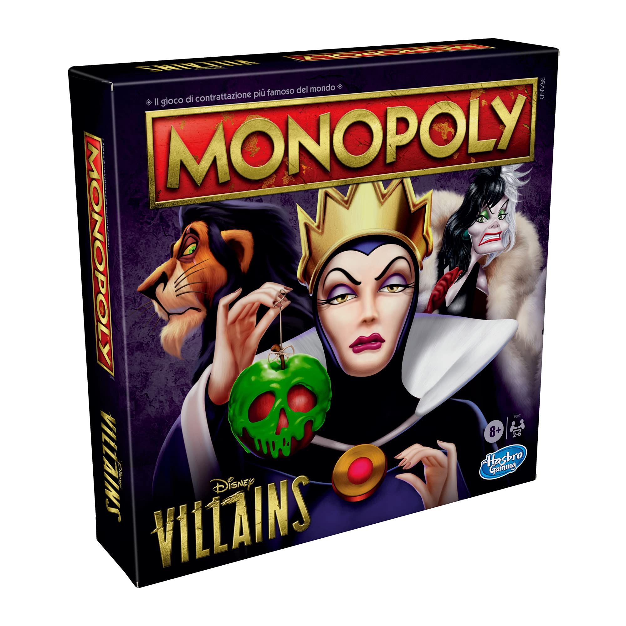 Hasbro Monopoly: Disney Villains Edition, gioco per bambini dagli 8 anni in su, gioca come un classico cattivo Disney