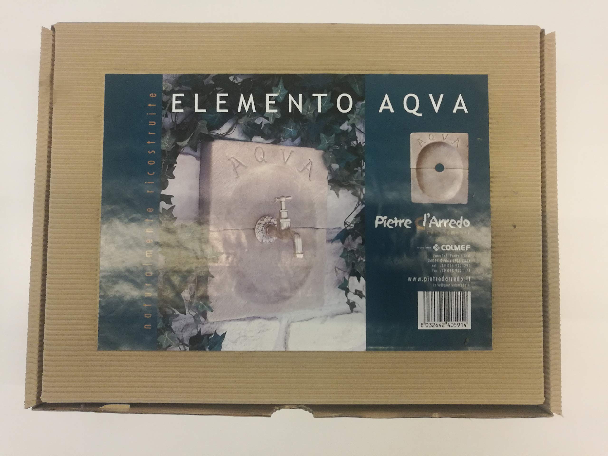 Élément AQUA rose en pierre reconstituée pour robinet extérieur.