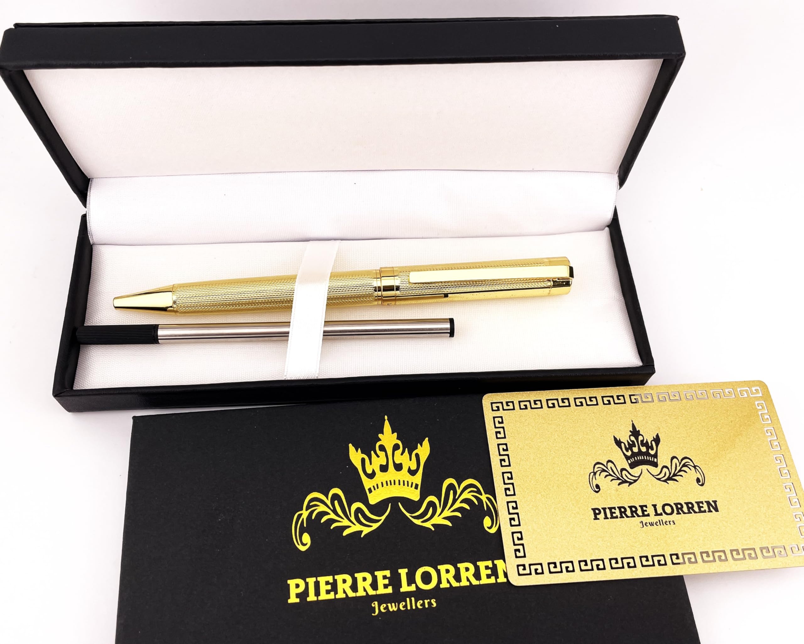 Handmade in Greece 18k Yellow Gold over Silver Ball Point Pen Luxurious Fancy Ball Point Pens Roller Ball Pen Extra Refill Pens gift for Christmas Anniversary Birthday Symbolic INTELLIGENCE Pen gift
