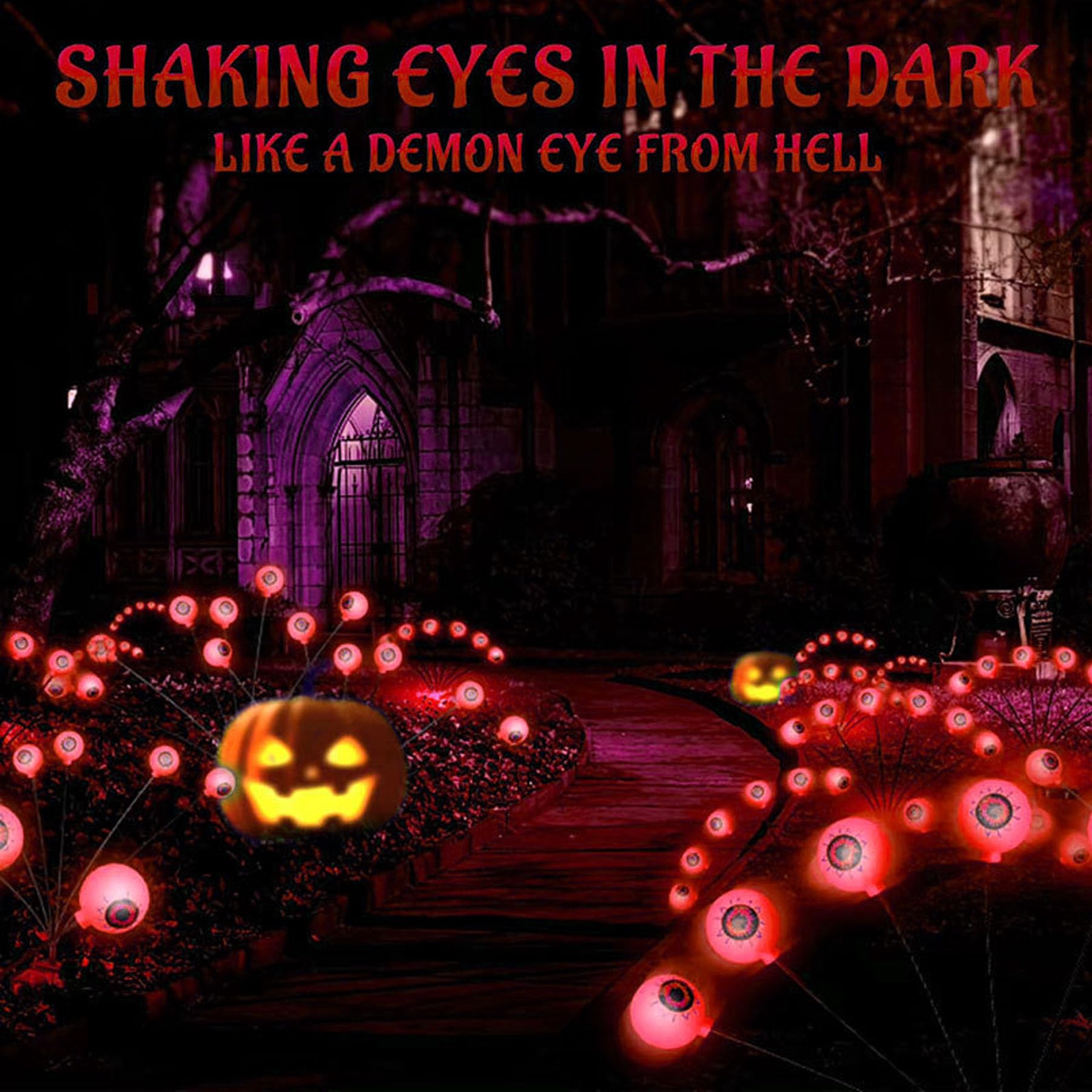 2x Halloween LED-Augen - Batteriebetrieben, Wasserdicht, 76cm Kabel, Grün/rot