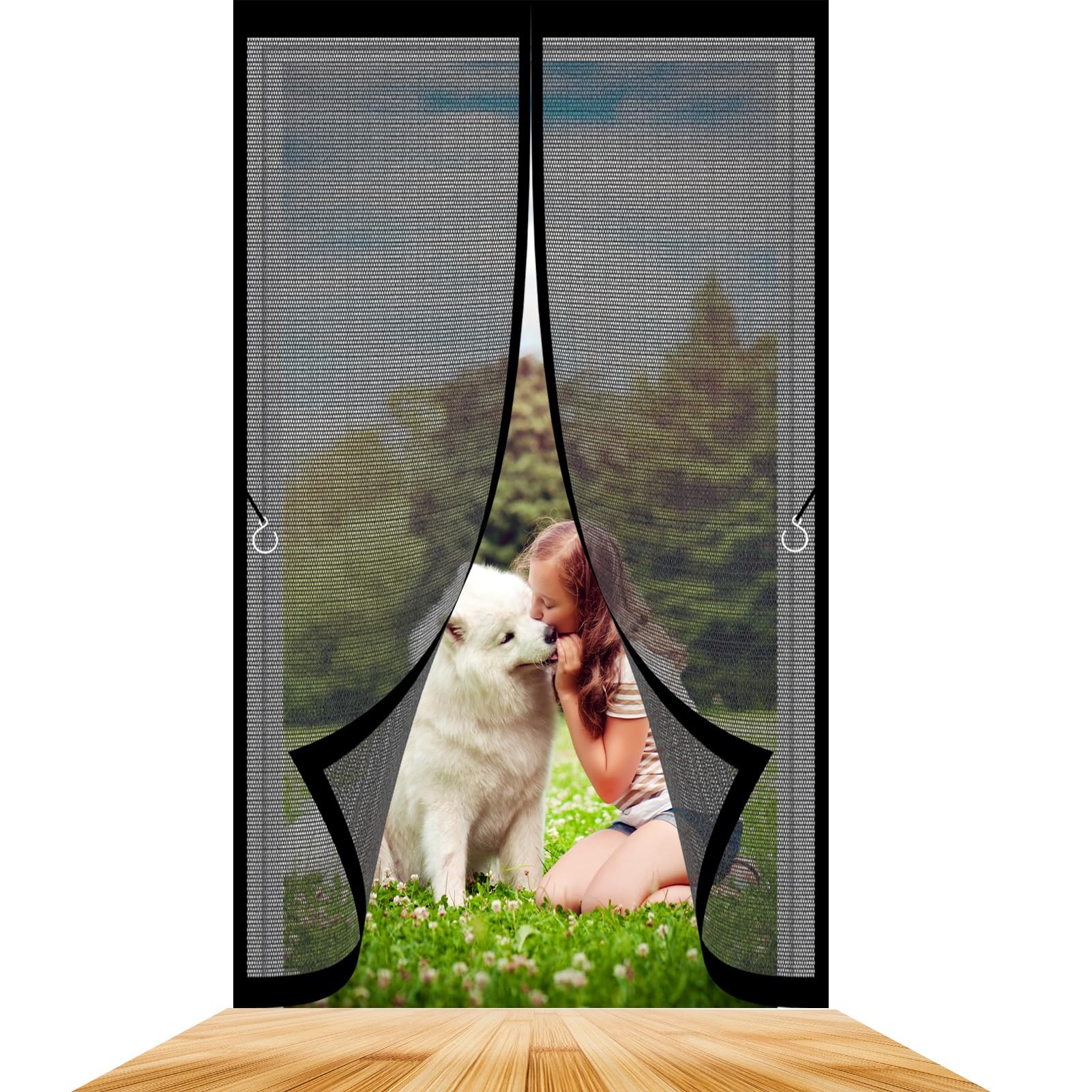 Baiyunfc Black Magnetic Fly Screens For Doors 86 X 200 Cm Keeping Out Flies & Bug, Keep Fresh Air In Heavy Duty Bug Mesh Curtain Hundreds Of Sizes For Bedroom/Balcony/Kitchen, Etc.,