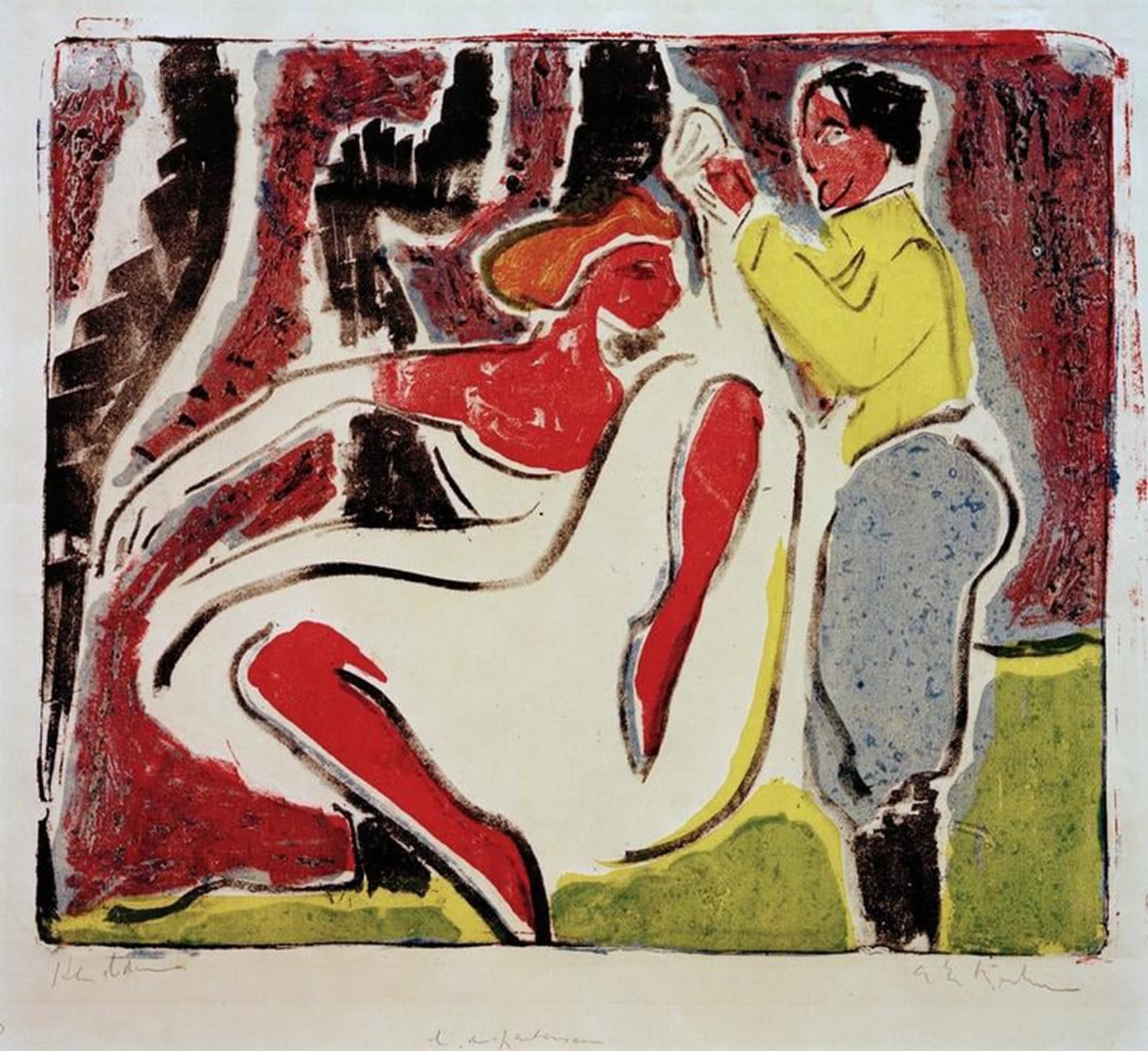 ARTXLXXBN Famous Art Print Poster Vintage Wall Art Bathers At Moritzburg by Ernst Ludwig Kirchner Canvas Art Poster for Home Decor 60x90cm