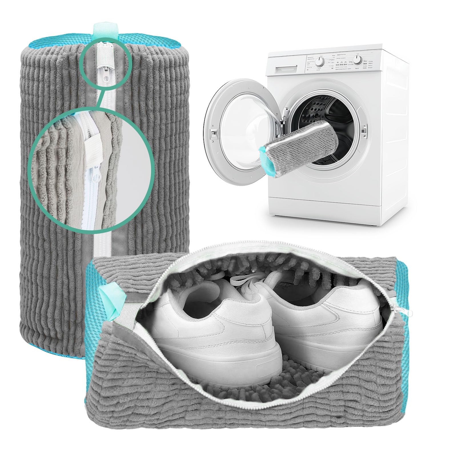 Shoe Washing Machine Bag - 2pcs - Laundry Shoe Bag for Washer and Dryer - 2pc Reusable Sneaker Cleaning Sack for All type of Tennis - Reinforced
